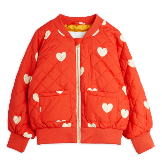MINI RODINI Hearts Print Baseball Jacket for Kids (9 Months to 7 Years) - Stylish Outerwear for Playdates & Family Outings