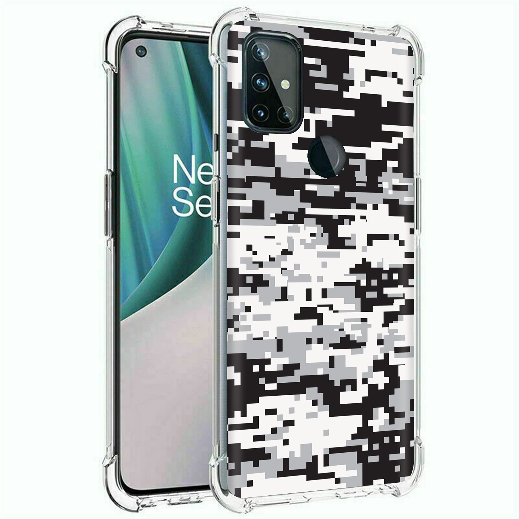 OnePlus Nord N100 Slim Case - TPU Flex Cover with Pixel Camo for Daily Protection