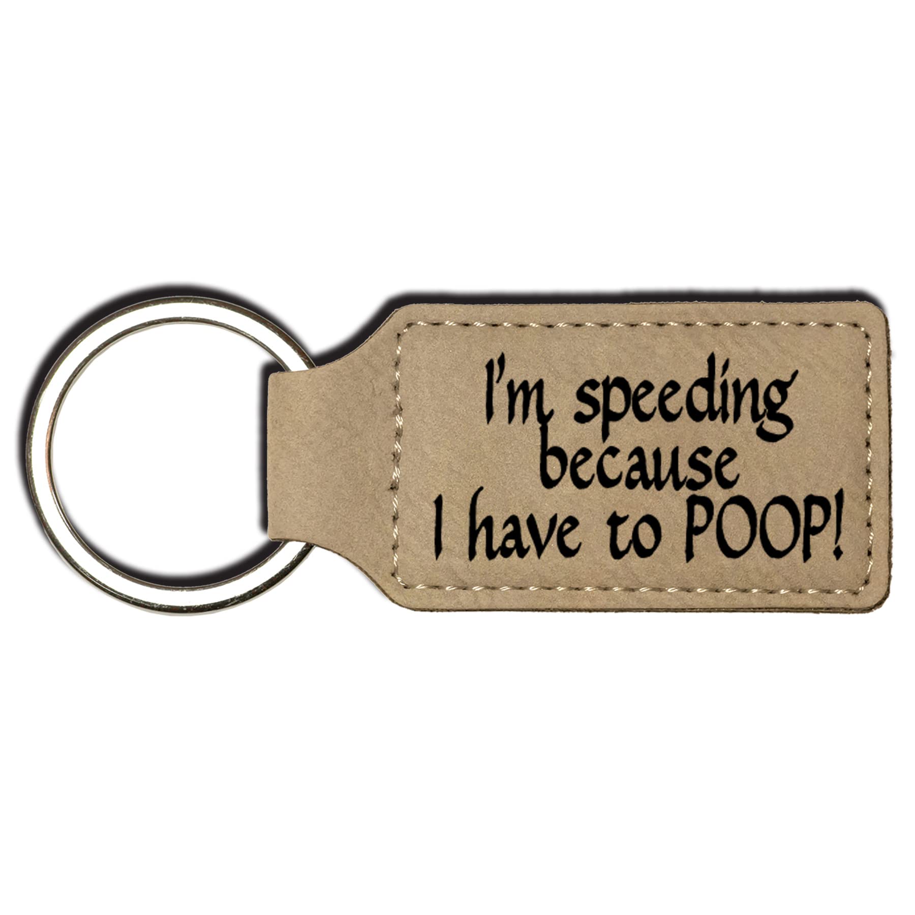 Funny Poop Keychain - 'I'm Speeding Because I Have to Poop' Novelty Keyring | Hilarious Gag Gift for Friends & Coworkers (Tan) | Perfect for White Elephant Parties, Office Pranks & Car Enthusiasts