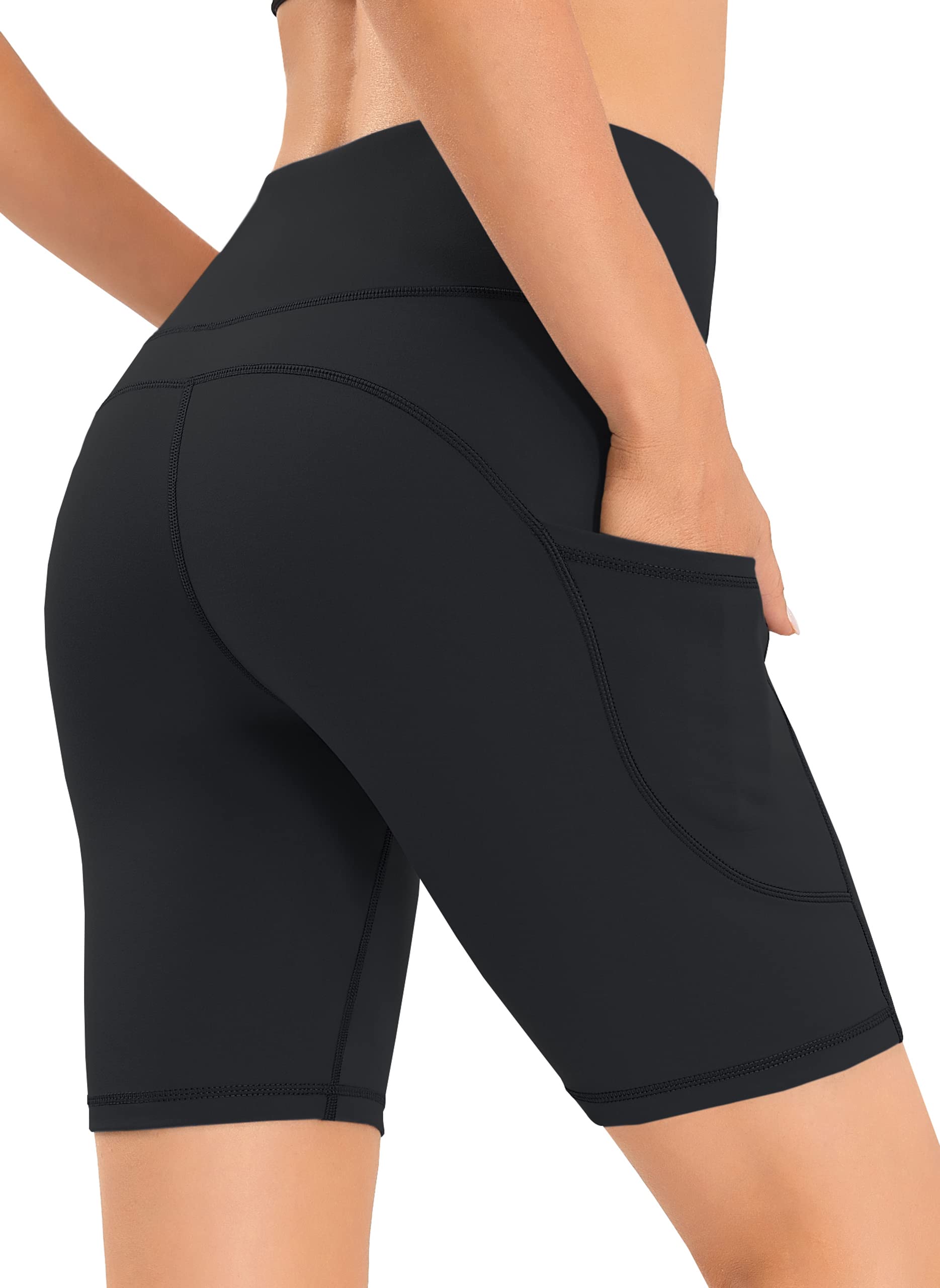AFITNE Women’s High Waist Biker Shorts with Pockets - Tummy Control Workout Yoga Running Shorts - Non See-Through Athletic Leggings for Gym, Cycling & Casual Wear