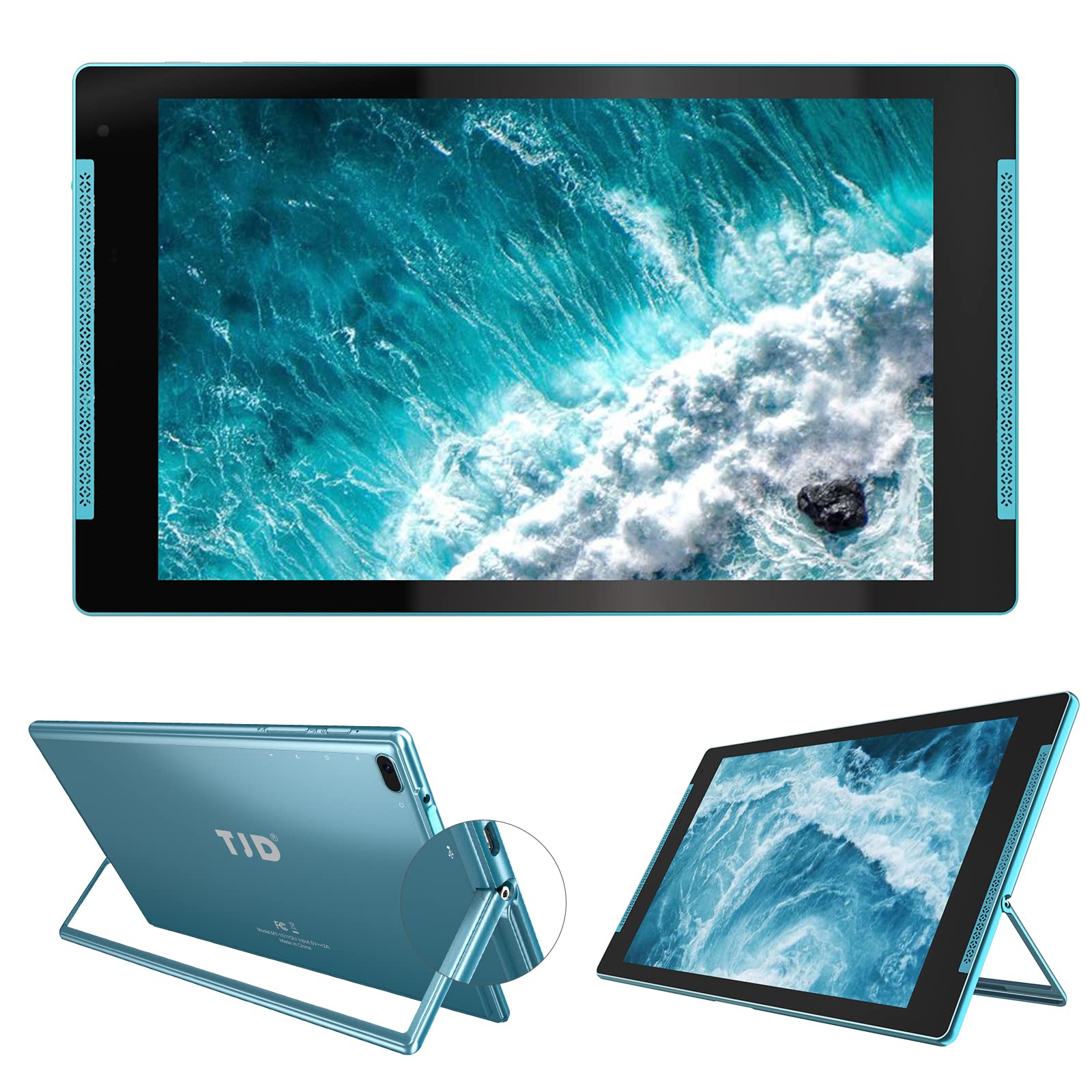 10.1 Inch Android Tablet with Stand - TJD 2GB RAM 32GB ROM (Expandable to 512GB), Quad Core Processor, HD IPS Screen, Dual Camera (2MP Front + 8MP Rear), Wi-Fi, Bluetooth, GMS Certified - Perfect for Home Entertainment, Online Learning & Business Presentations