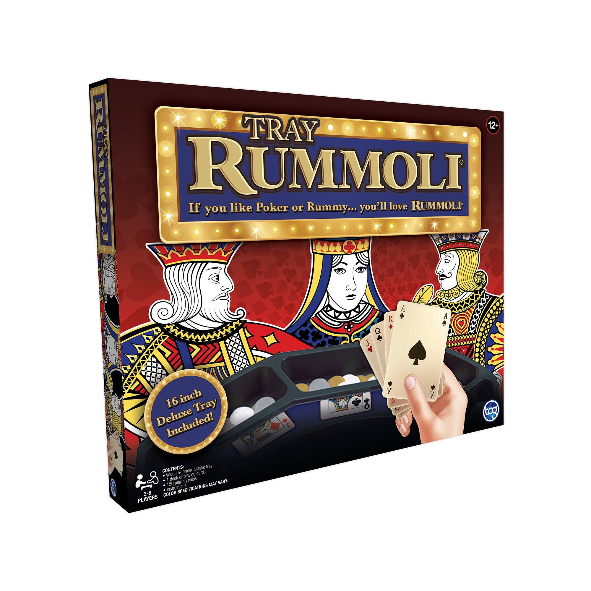 Deluxe TRAY RUMMOLI Board and Card Game Hybrid - Fun Family Game Night Entertainment for Adults & Kids - Perfect for Parties, Holidays & Indoor Activities