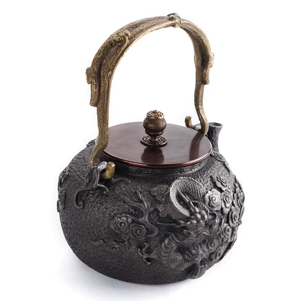 Premium Cast Iron Teapot with Insulation Handle - 1200ML Black Ceramic Tea Kettle for Loose Leaf Tea & Teabags | Perfect for Home Tea Ceremonies, Office Use & Gift Giving