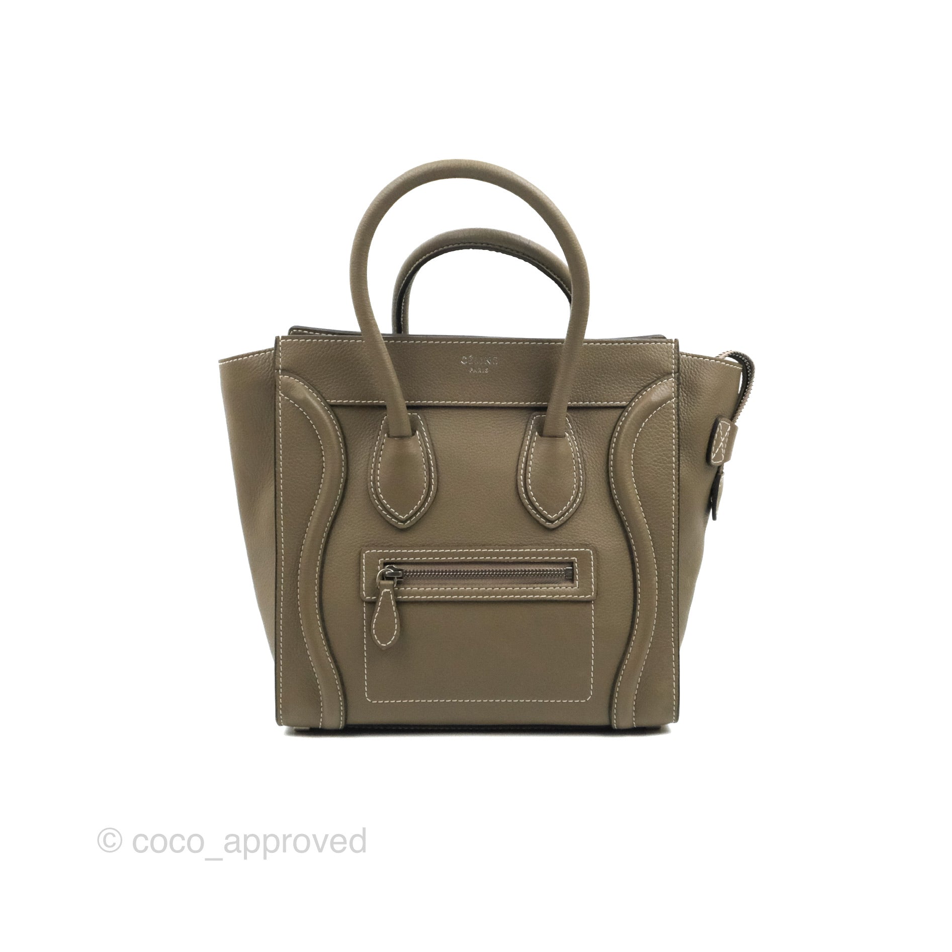 Celine Micro Luggage Handbag in Souris Grained Calfskin Leather - Stylish Crossbody Bag for Women, Perfect for Work, Travel & Everyday Use