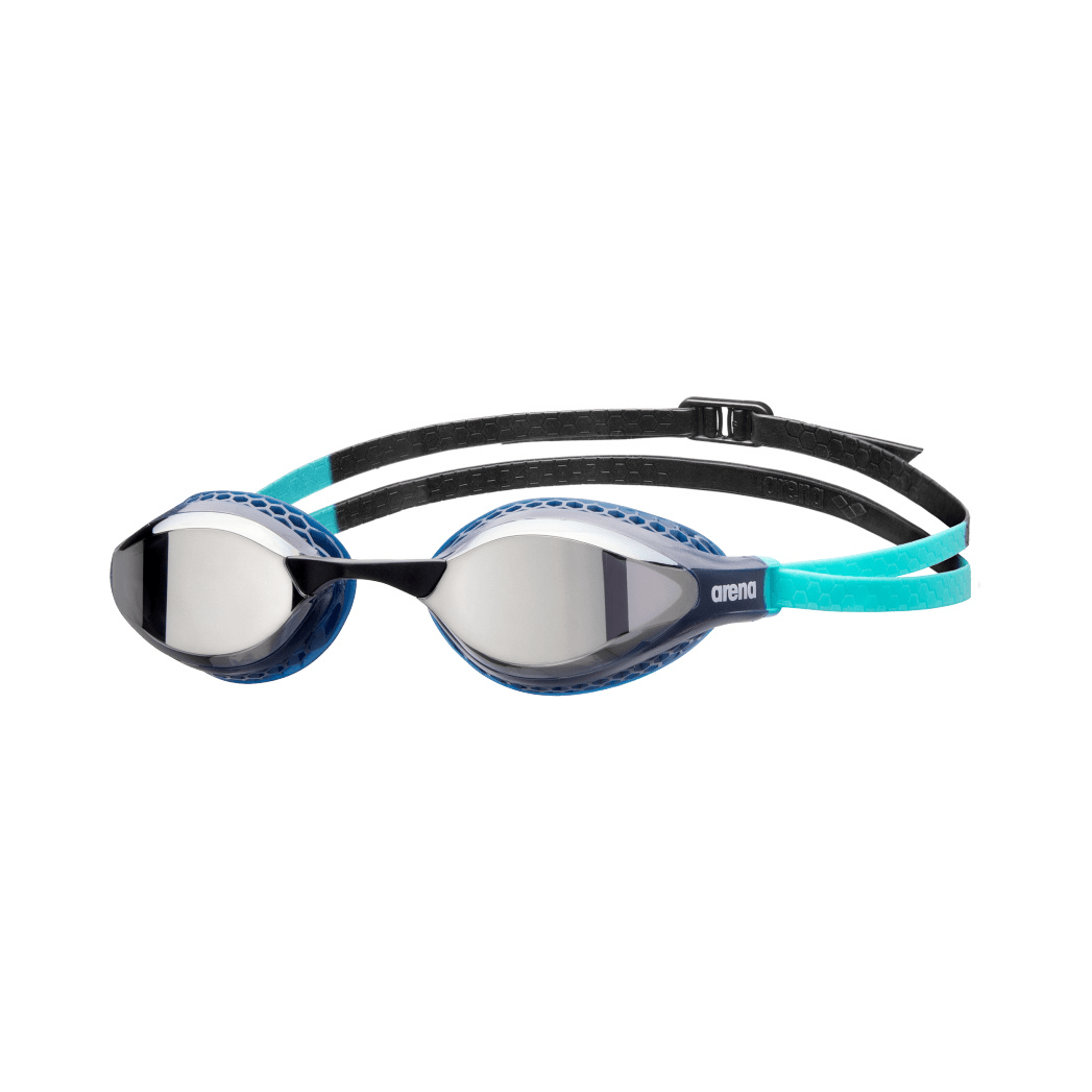 Arena Airspeed Mirror Swimming Goggles - Silver/Navy/Water - Anti-Fog UV Protection for Competitive Swimming & Training