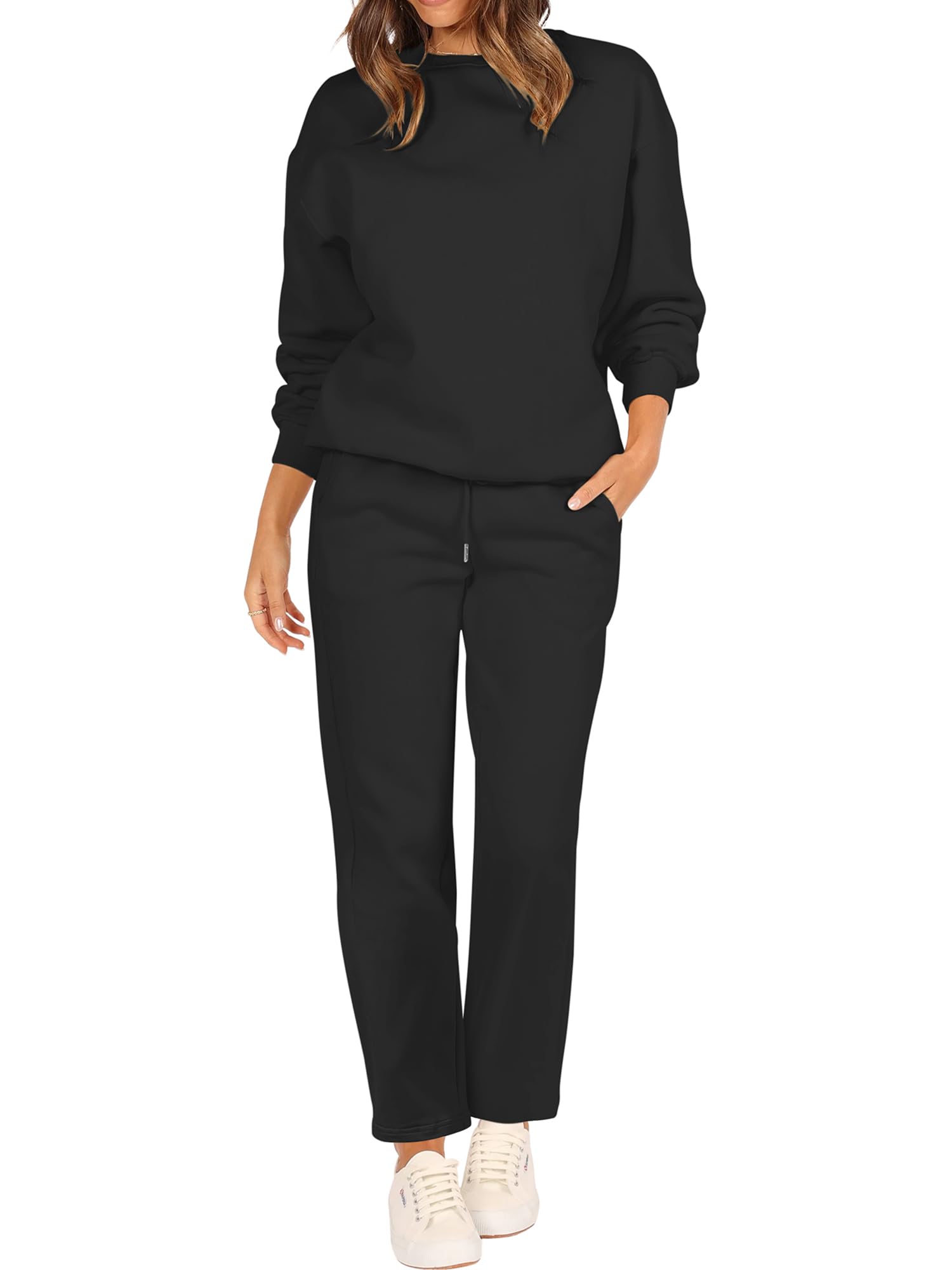FUPHINE Women's Oversized Two Piece Lounge Set - Loose Pullover & Pants Sweatsuit Outfit for Casual Wear, Home Comfort & Street Style Fashion