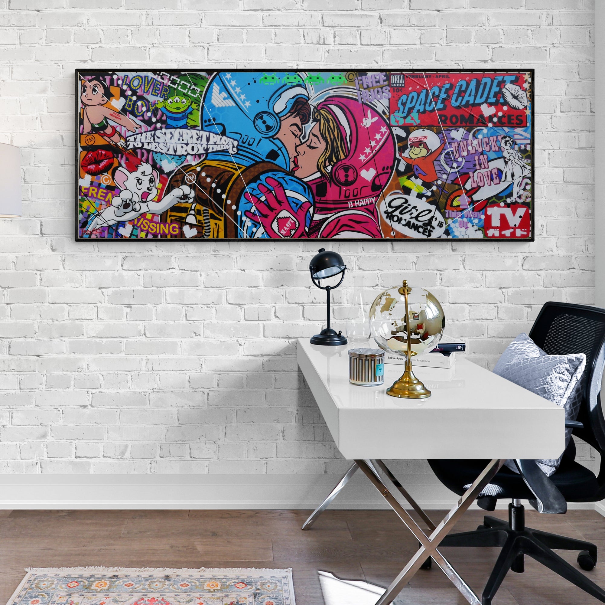 Lovin Cadets 160cm x 60cm Textured Urban Pop Art Canvas Painting - Modern Wall Decor for Living Room, Bedroom & Office
