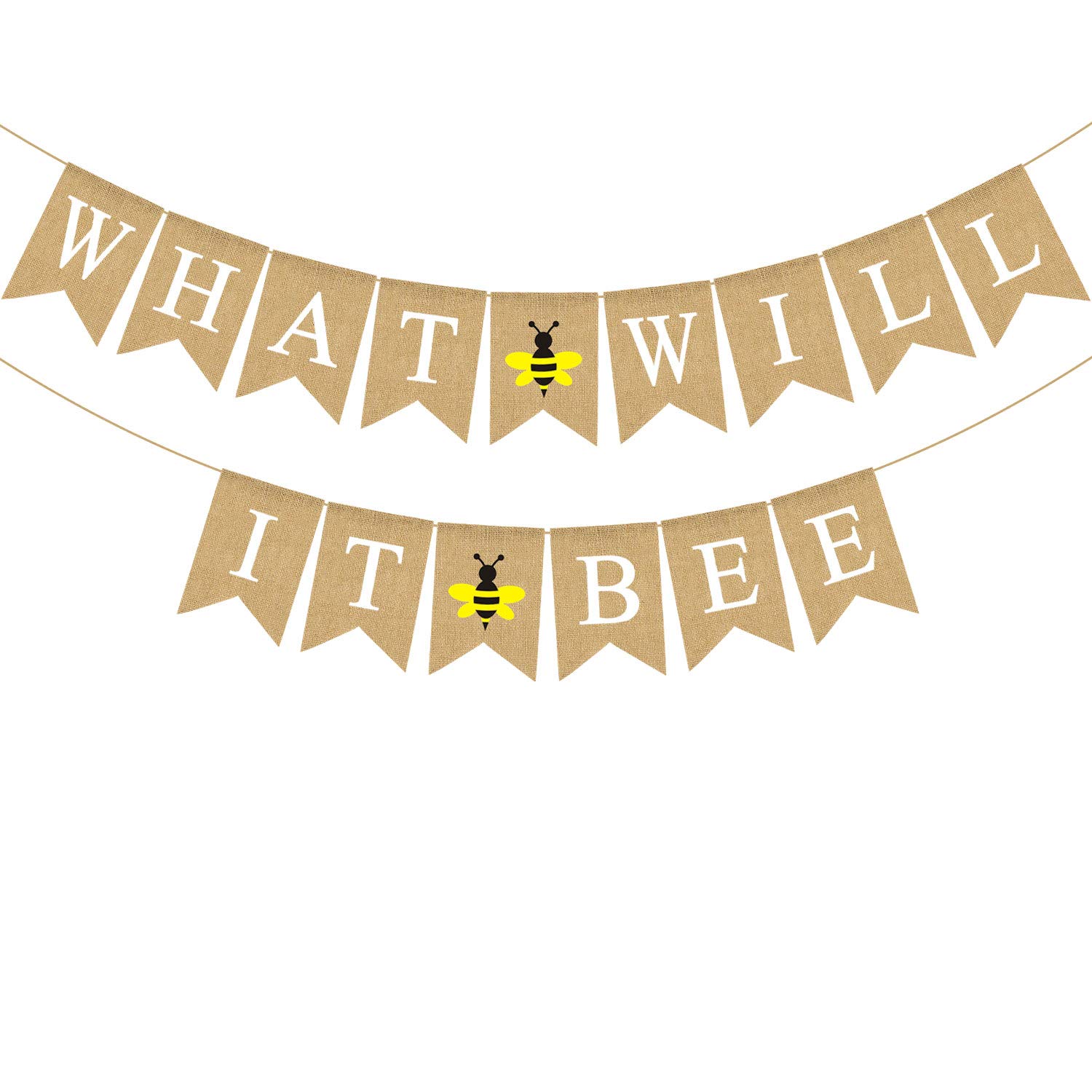 Jute Burlap Bee Banner - Gender Reveal Party Decor for Baby Shower, Bumble Bee Theme Garland for Boy or Girl Celebration - Perfect for Nursery, Birthday & Wedding Decorations