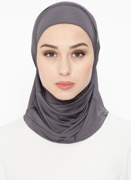 Breathable Grey Sports Hijab for Women - Modest Workout Headscarf for Running, Yoga & Gym - Lightweight & Moisture-Wicking