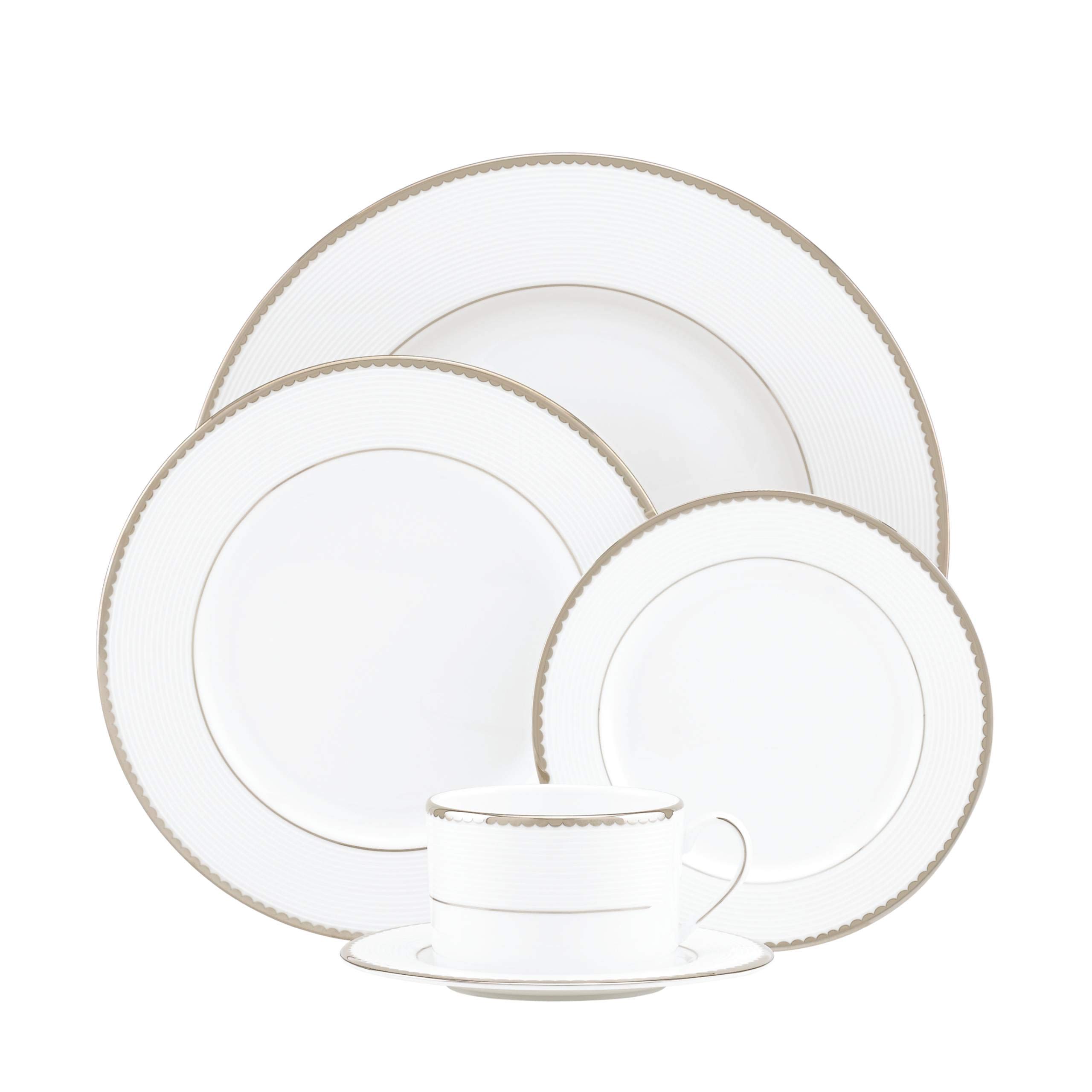 Kate Spade Sugar Pointe 5-Piece Dinnerware Set - White Porcelain Tableware for 4 (4.40 LB) - Perfect for Weddings, Dinner Parties & Elegant Home Dining