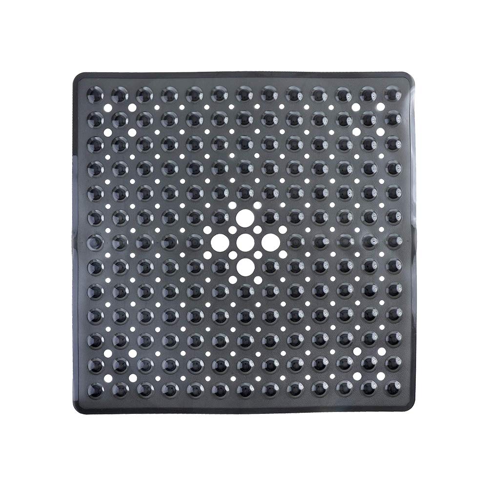 DOITOOL Non-Slip Bathroom Floor Mat 21x21 Inches, Square Shower Mat with Anti-Skid Backing, Water Absorbent Bath Rug for Bathroom, Shower, Kitchen & Entryway - Black