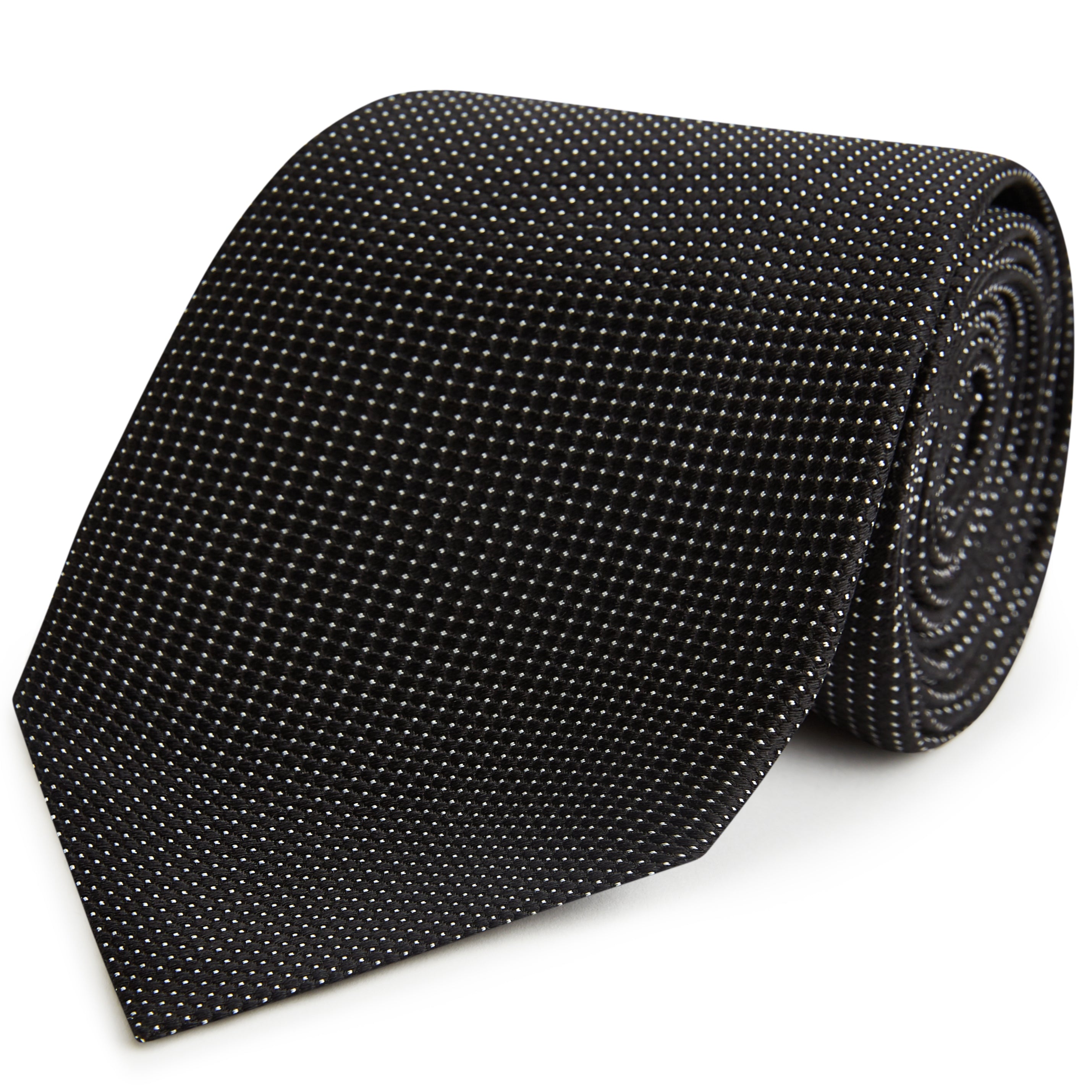 Elegant Black and White Diamond Spot Woven Silk Tie for Men - Perfect for Weddings, Business Meetings & Formal Occasions