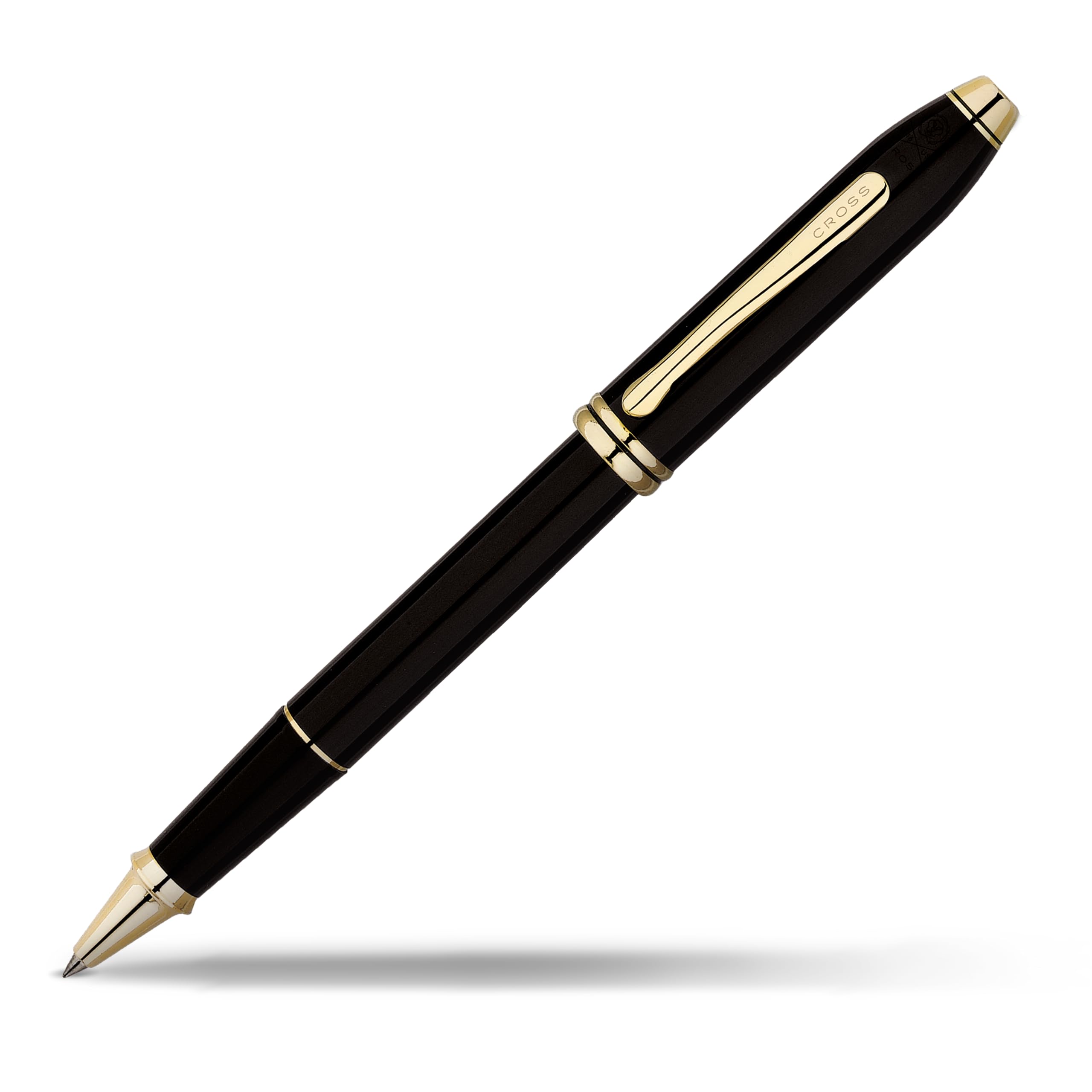 Cross Townsend Refillable Rollerball Pen - 23K Gold-Plated Luxury Writing Instrument with Black Lacquer Finish & Gift Box - Perfect for Business Gifts, Executive Signatures & Formal Occasions