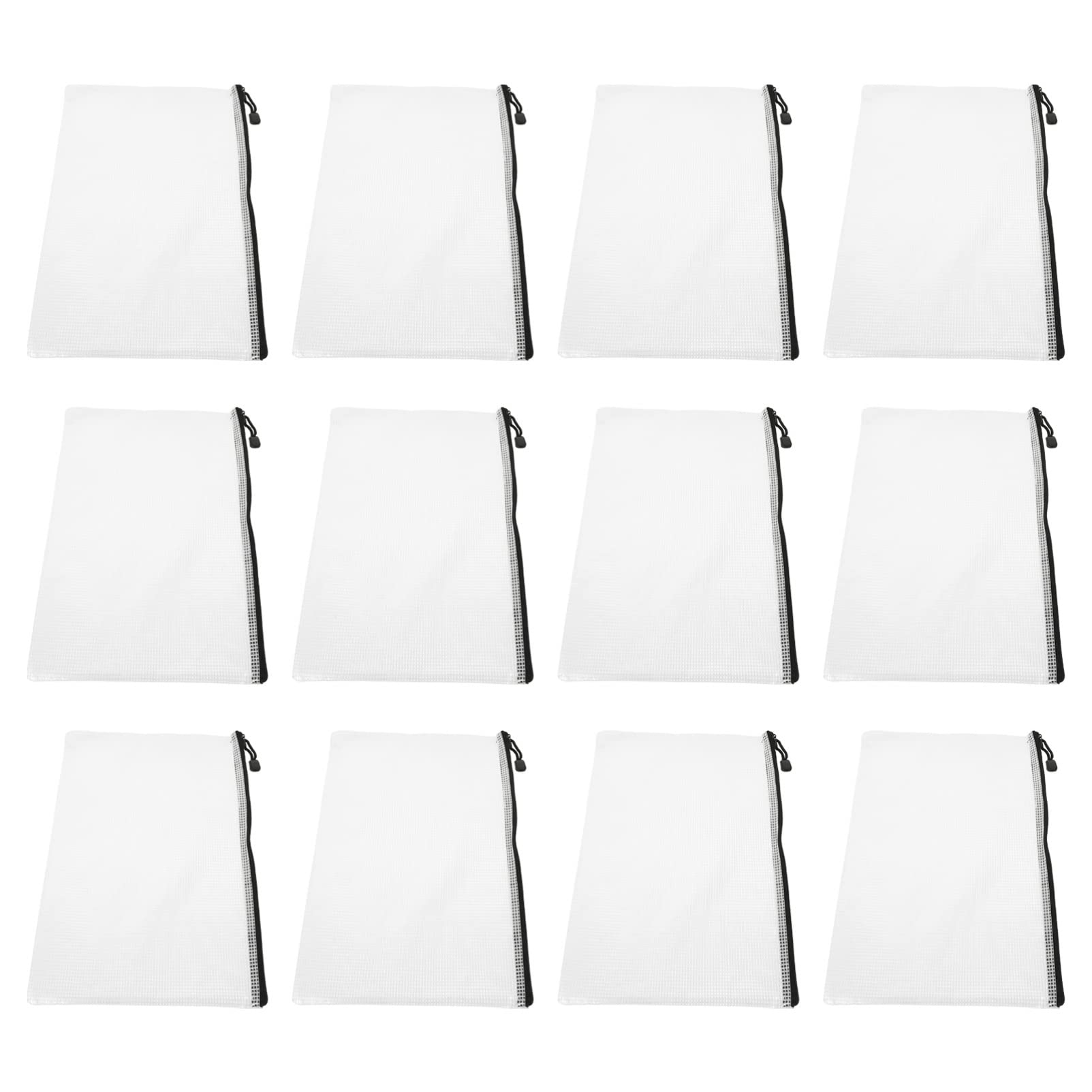 12-Piece Mesh Zipper File Bags - A4 Document Storage Pouches with Durable Zipper Design for Office, School & Travel Organization | Perfect for Papers, Stationery & Supplies