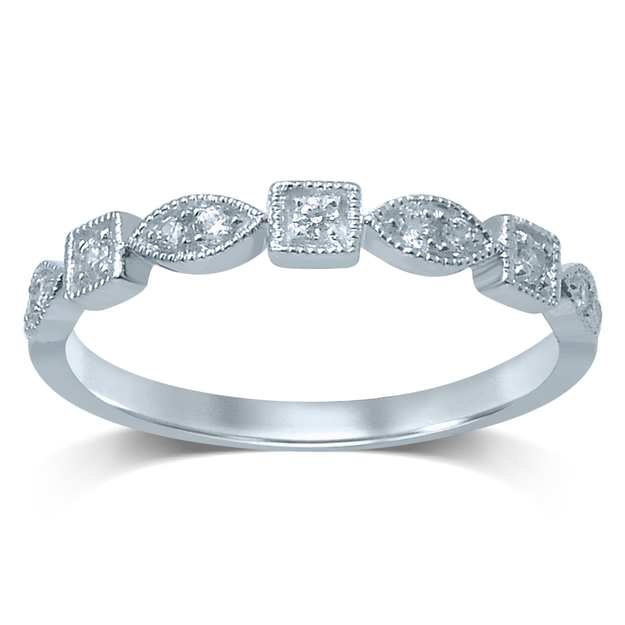 9ct White Gold Diamond Ring with 11 Brilliant Cut Diamonds - Elegant Engagement & Wedding Jewelry for Women
