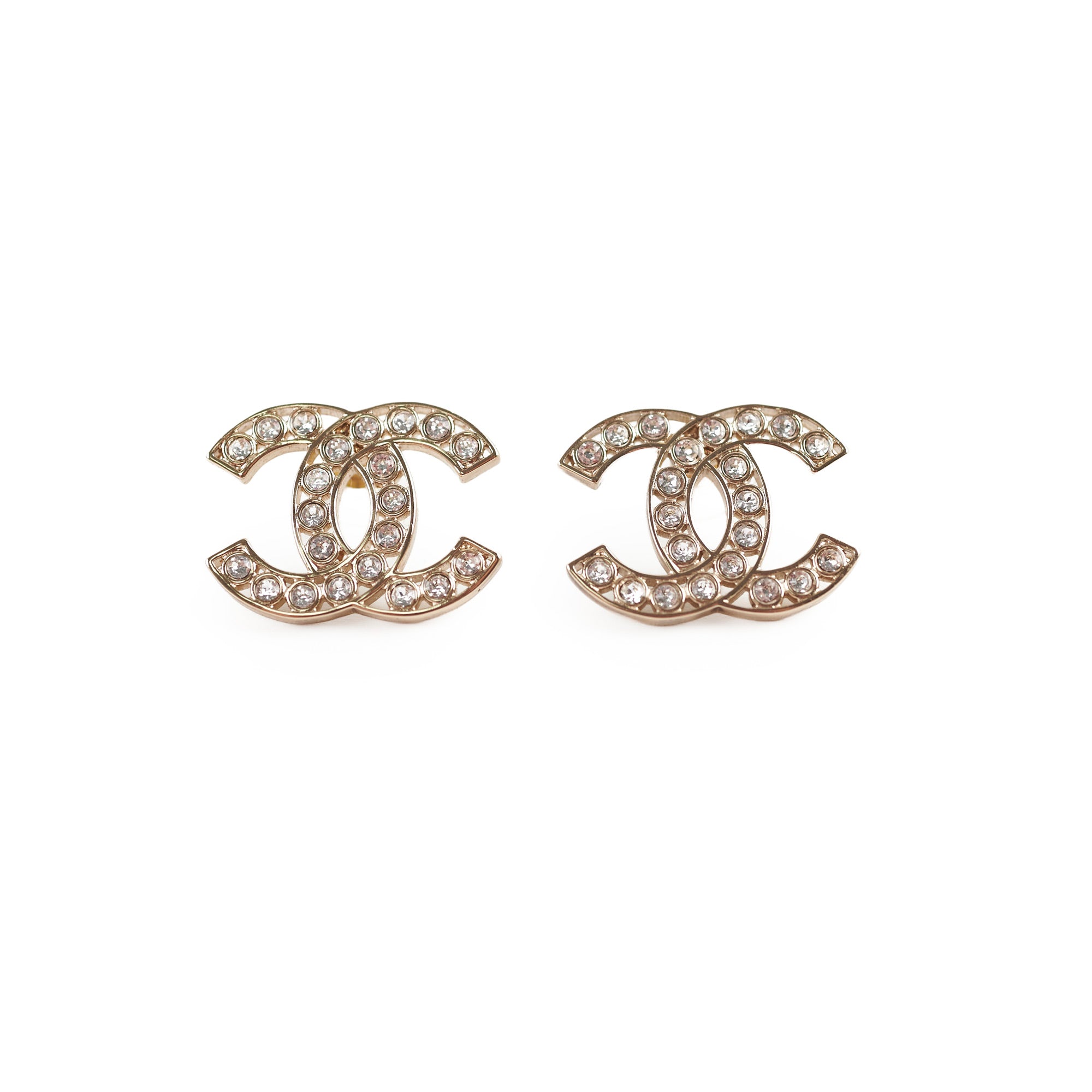 Chanel CC Crystal Earrings for Women - Luxury Fashion Jewelry, Elegant Rhinestone Stud Earrings for Party, Wedding & Special Occasions
