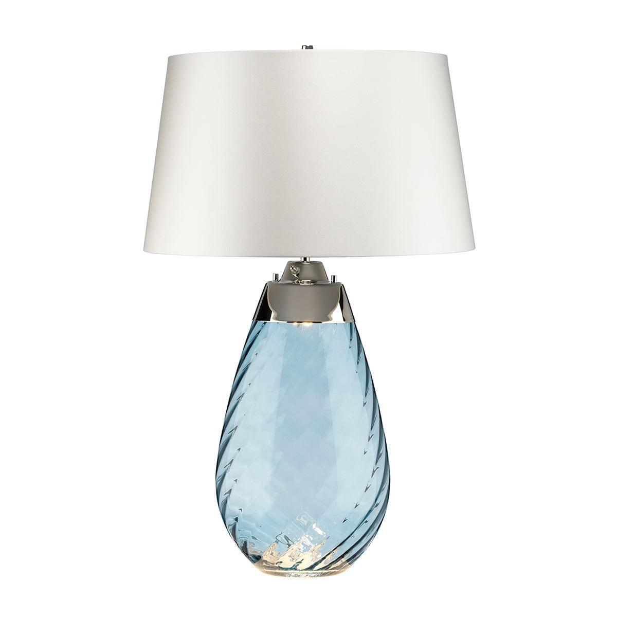 Lena 2-Light Large Blue Glass Table Lamp with Off-White Shade - Perfect for Living Room, Bedroom, or Office Decor