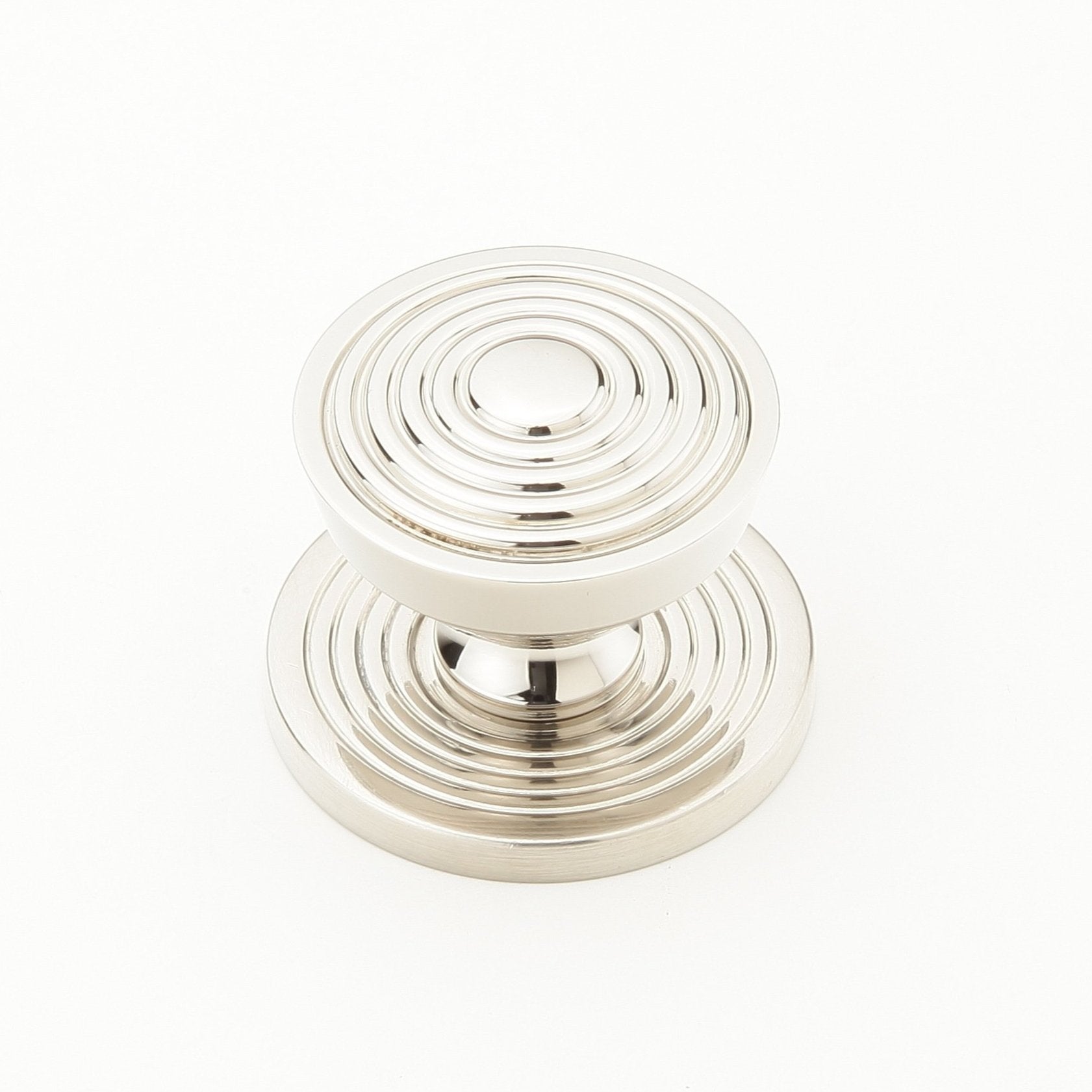 Polished Nickel Reeded Beehive Cabinet Knob 1 1/8 Inch Round Knob with Backplate - Elegant Hardware for Kitchen Cabinets, Bathroom Vanities & Furniture Drawers