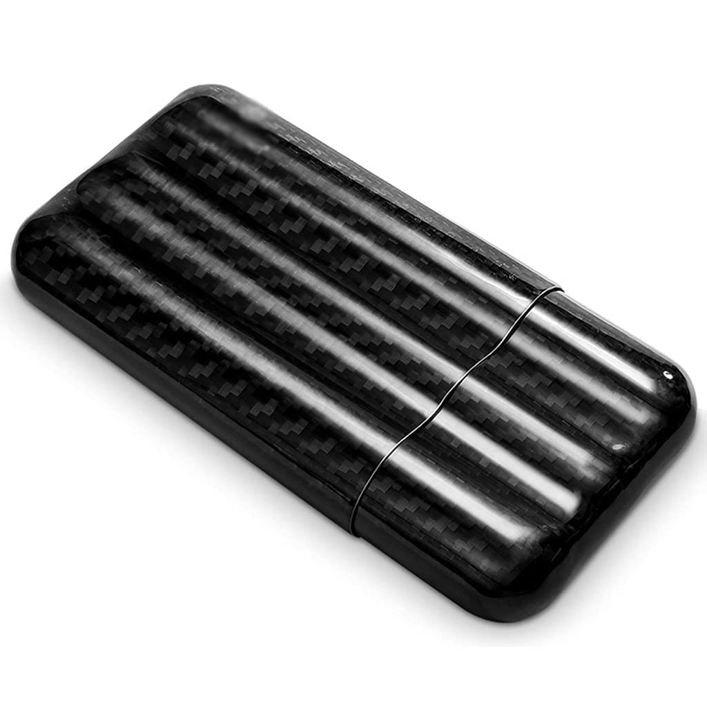 Premium Carbon Fiber Cigar Travel Case - 3-Finger Portable Humidor Tube with Airtight Seal | Perfect Cigar Gift Set for Men | Ideal for Business Travel, Outdoor Adventures & Special Occasions