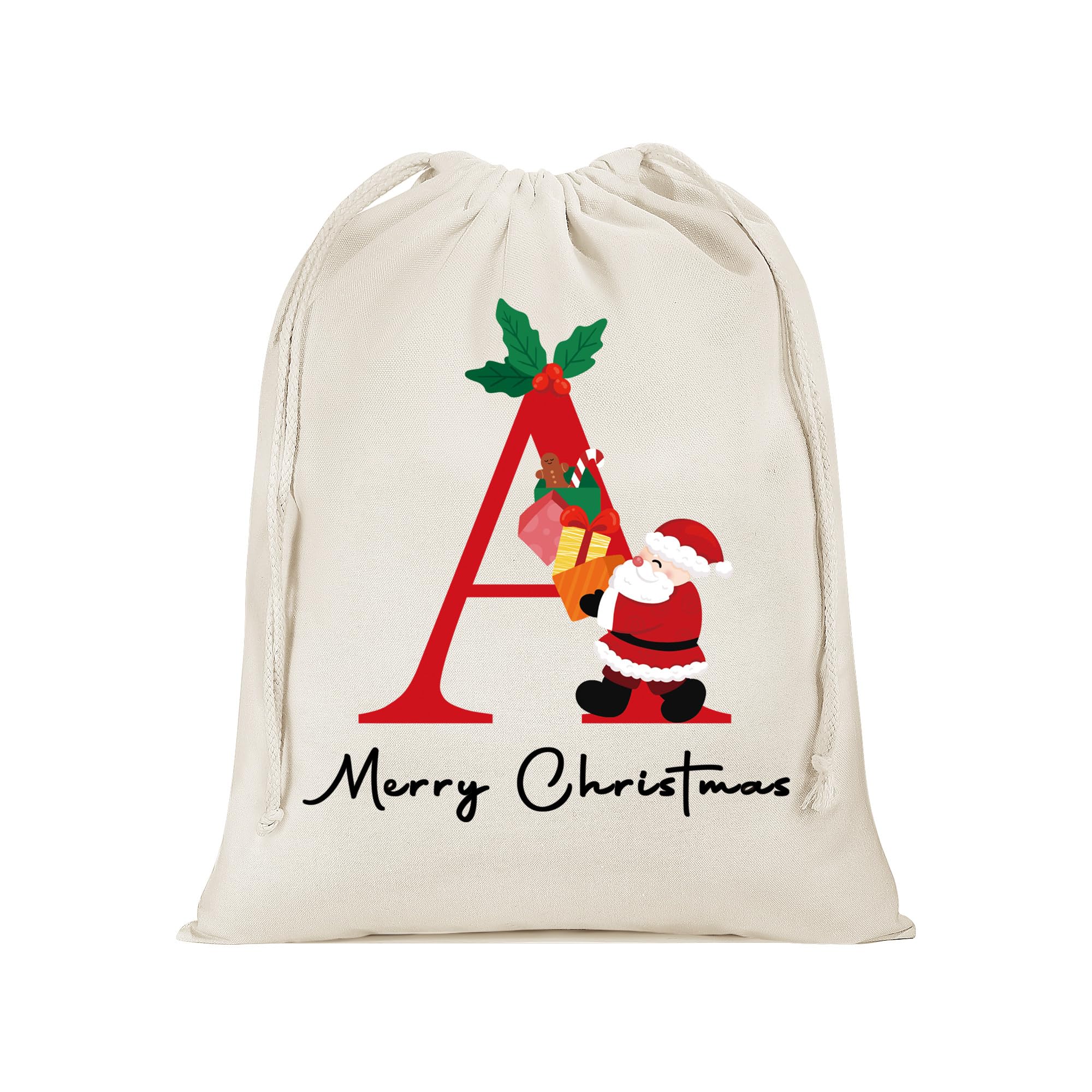 Parima Large Reusable Personalized Gift Bags 20x26.97 Inch - Christmas Santa Sack with Initials for Holiday Presents, Party Decorations & Home Storage - Perfect for Christmas Gifts, Birthday Parties and Home Organization