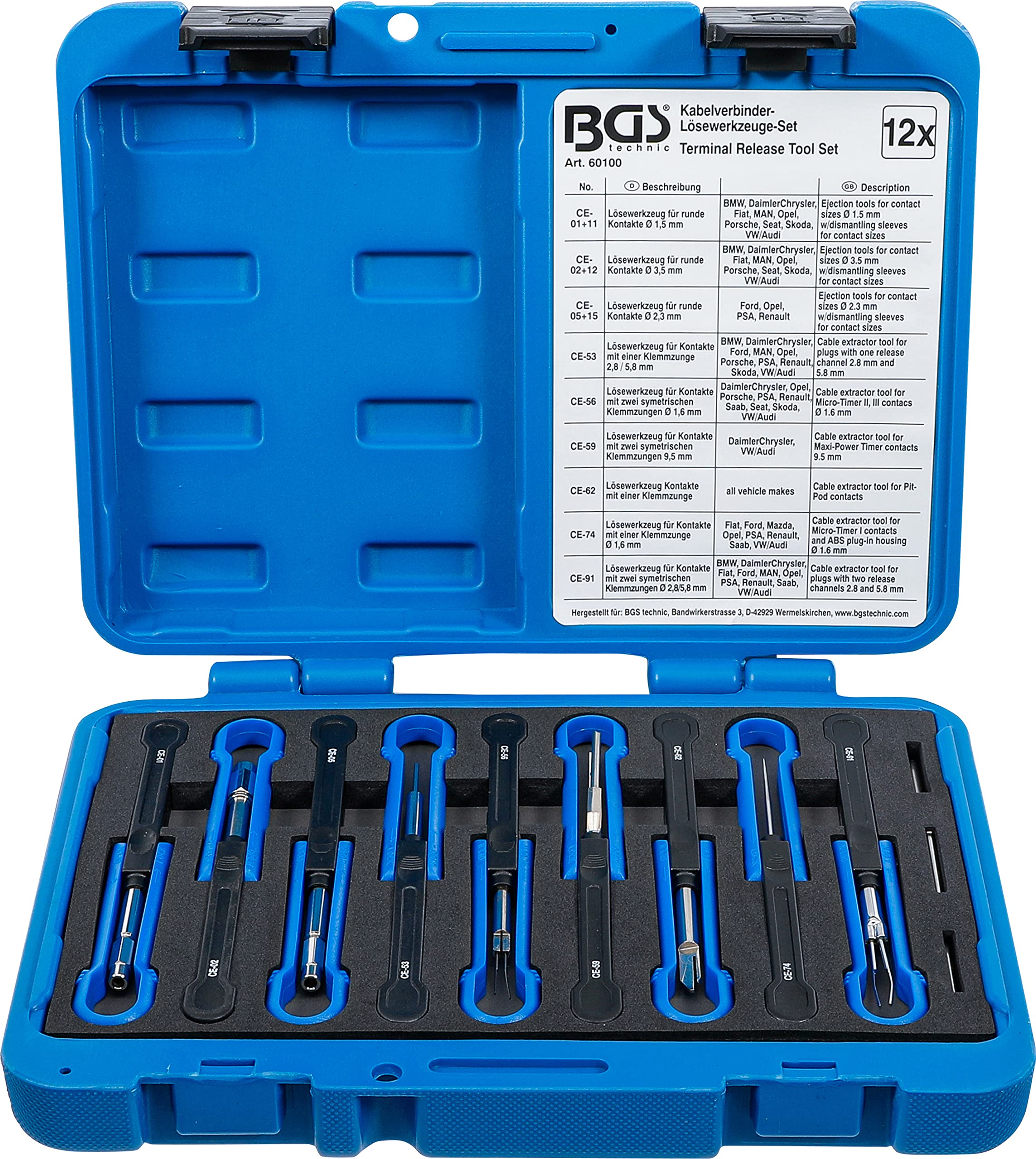 BGS 60100 Universal Cable Splice Release Tool Set - 12 Piece Kit for Electrical & Network Cable Repair | Professional Wire Splicing Tools for Electricians & Telecom Technicians | Ideal for Home, Office & Industrial Use
