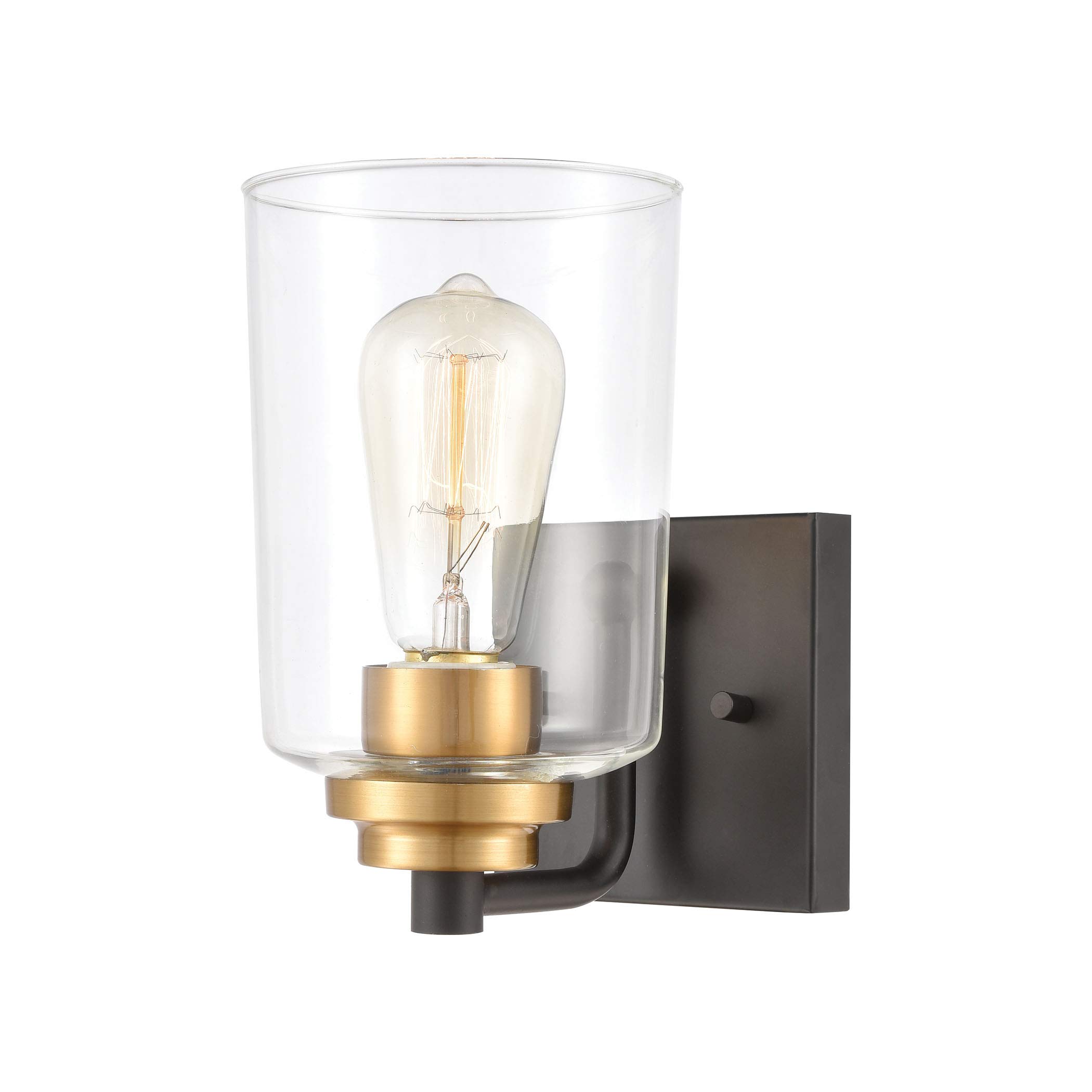 Robins 1-Light Matte Black Vanity Light with Clear Glass Shade - Perfect for Bathroom, Bedroom, and Dressing Room Lighting