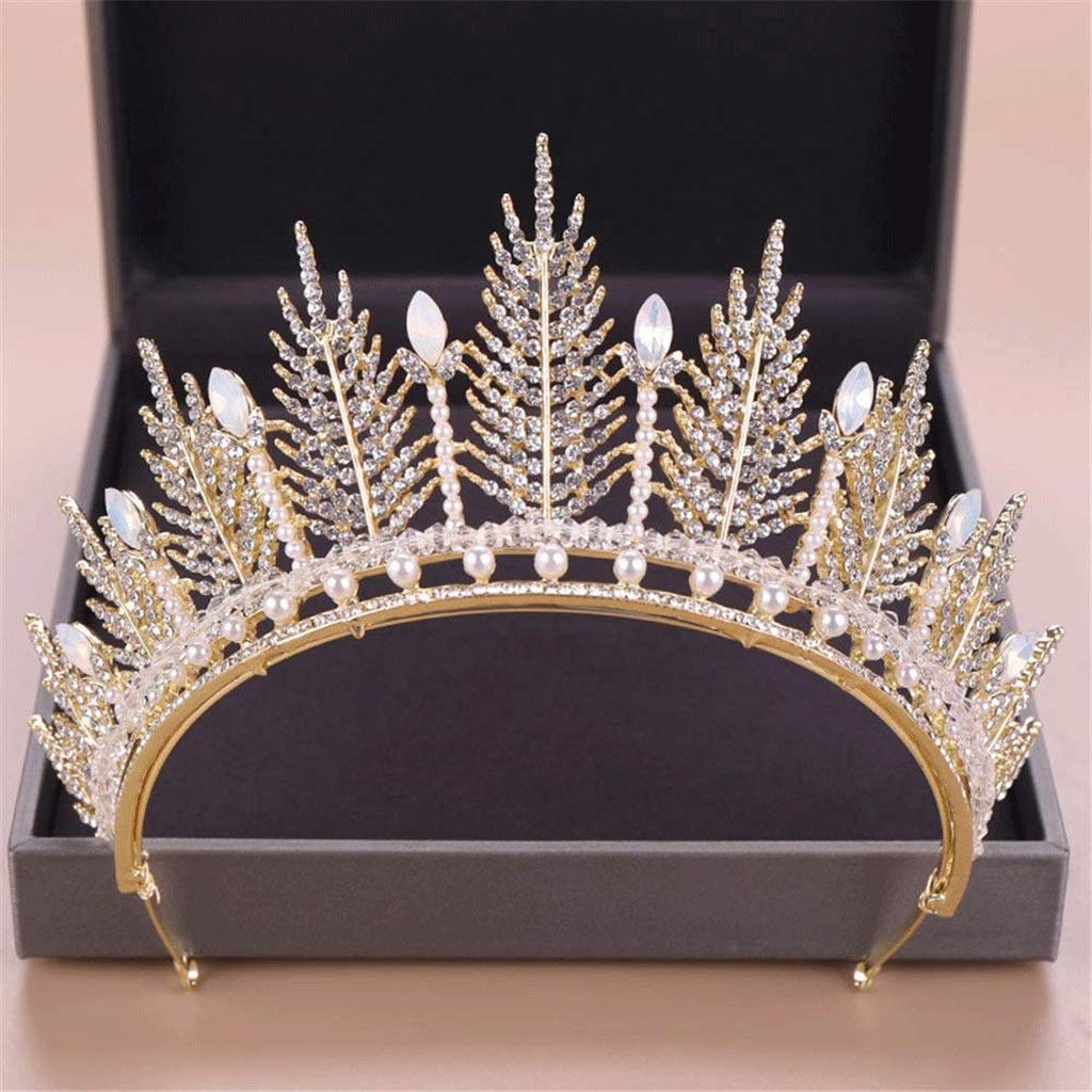 Elegant Crystal Tiara Crown Headband for Women & Girls - Gold Princess Bridal Wedding Prom Birthday Party Hair Accessory | Perfect for Weddings, Proms, Pageants & Special Occasions
