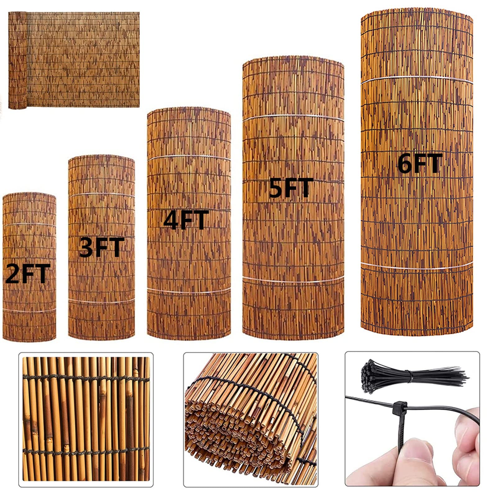 **Natural Bamboo Reed Fencing Rolls – 4FT x 16.4FT Privacy Screen Panels for Outdoor Backyard, Patio & Balcony – Durable Reed Fence Cover for Shade & Wind Protection (Size: 1.53m x 6m / 5ft x 20ft) – Perfect for Garden, Deck & Poolside Privacy**