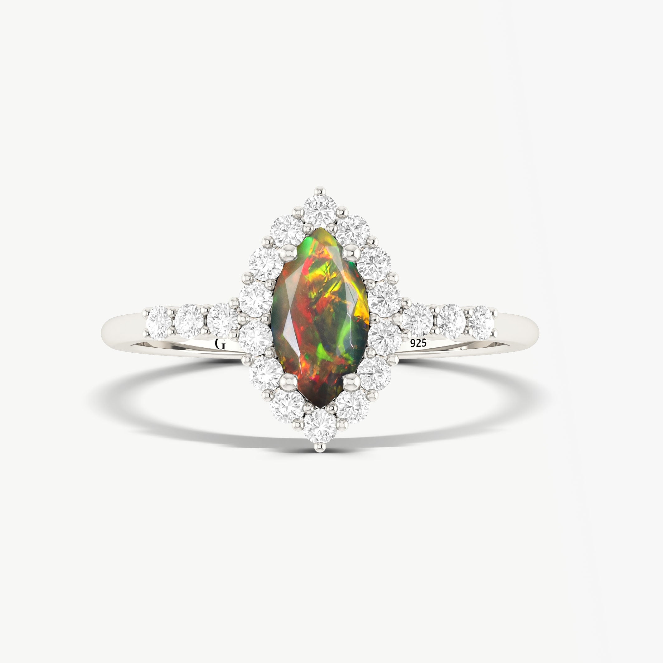 Stunning Black Multi-Color Rainbow Fire Marquise Opal Ring for Women – Elegant Jewelry Gift for Weddings, Parties & Special Occasions