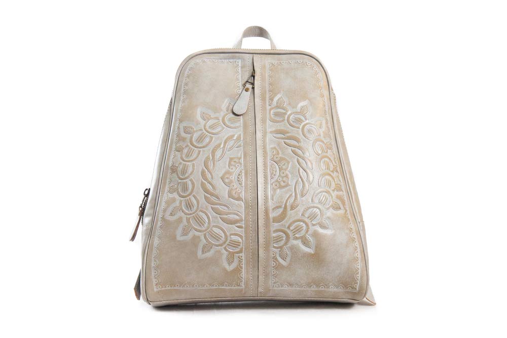 Genuine Leather Women's Backpack Purse - Hand-Tooled Crossbody Shoulder Bag for Work, Travel & Everyday Use