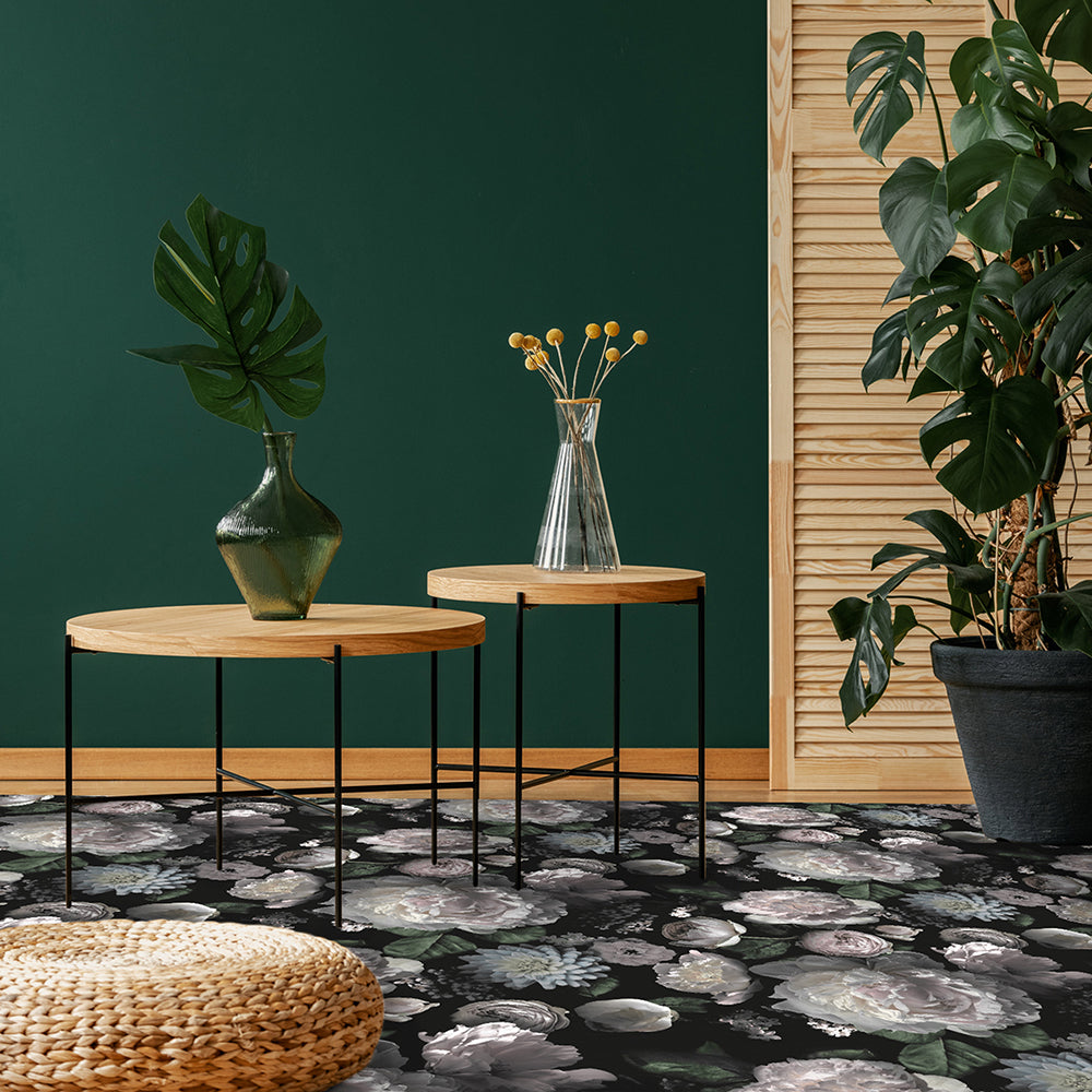 Stylish Moody Floral Vinyl Floor Mat - Waterproof Non-Slip Kitchen Rug for Home Decor | Perfect for Entryway, Bathroom & Laundry Room
