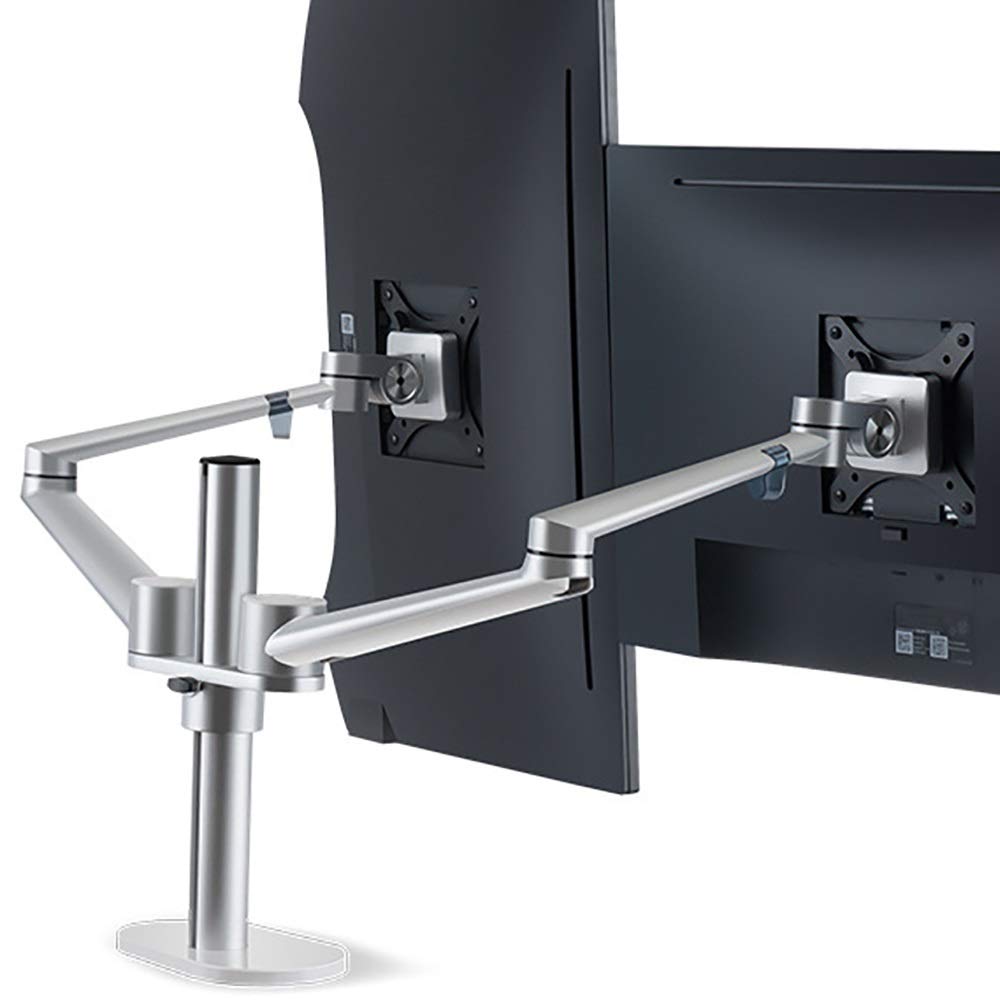 HttKse Dual Monitor Stand - Adjustable Aluminum Alloy Monitor Arm for 2 Screens, Ergonomic Computer Desk Mount with Telescopic Height (Silver Gray, 70x24x13cm) - Perfect for Home Office & Gaming Setup