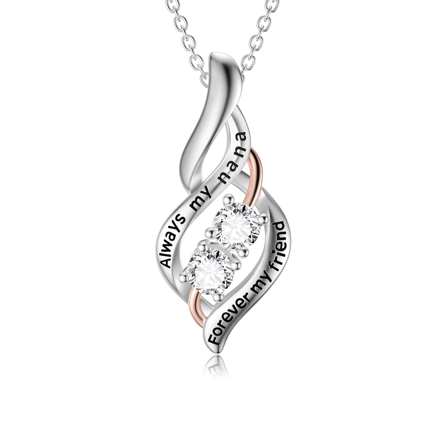 POPKIMI Sterling Silver Crystal Necklace - Rose Flower Heart Pendant Jewelry for Women | Birthday Gift for Mom, Grandma, Wife, Daughter, Girlfriend | I Love You Message | Perfect for Mother's Day, Anniversary & Special Occasions