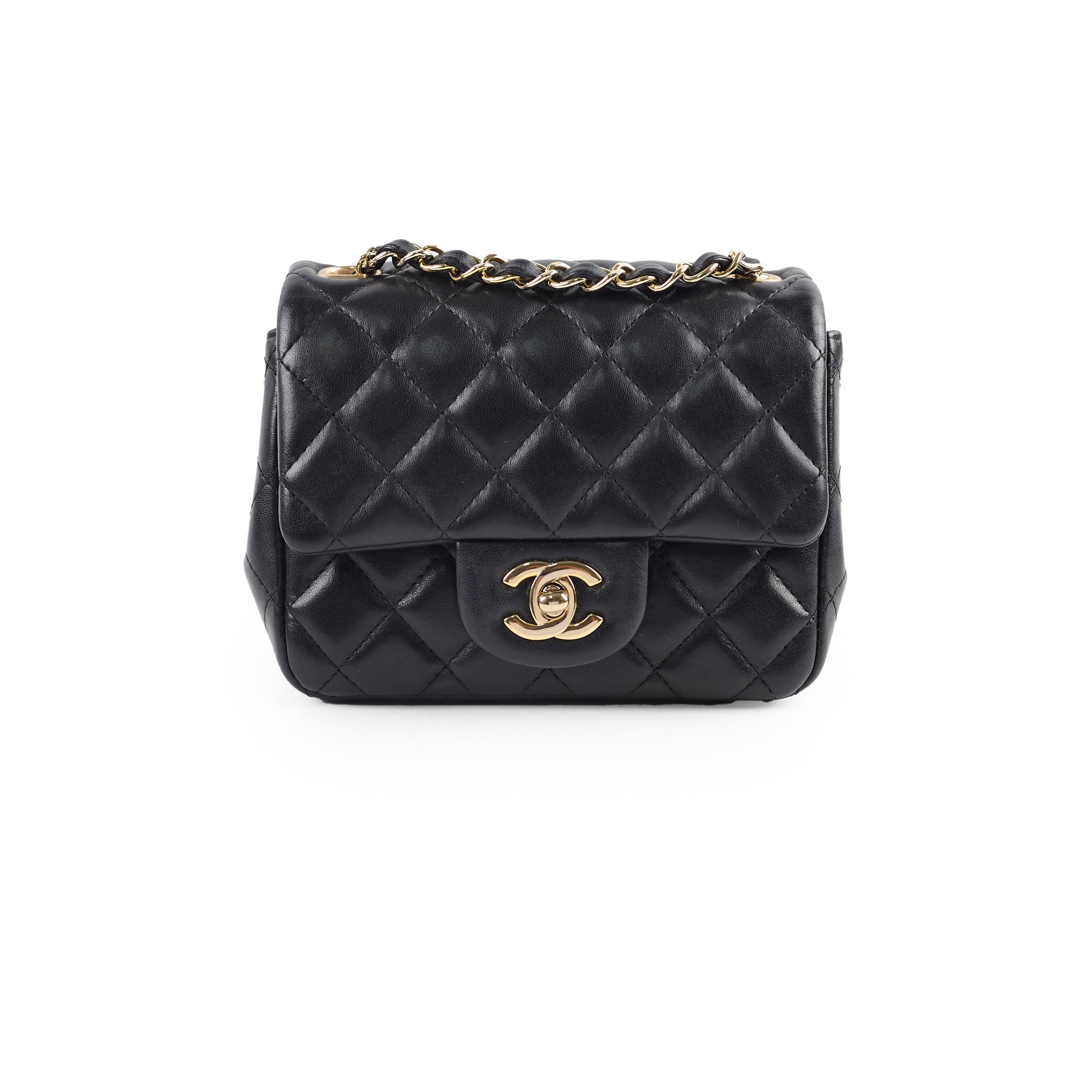 Chanel Mini Square Black Leather Flap Bag with Microchip - Perfect for Evening Parties, Date Nights & Luxury Gift Giving