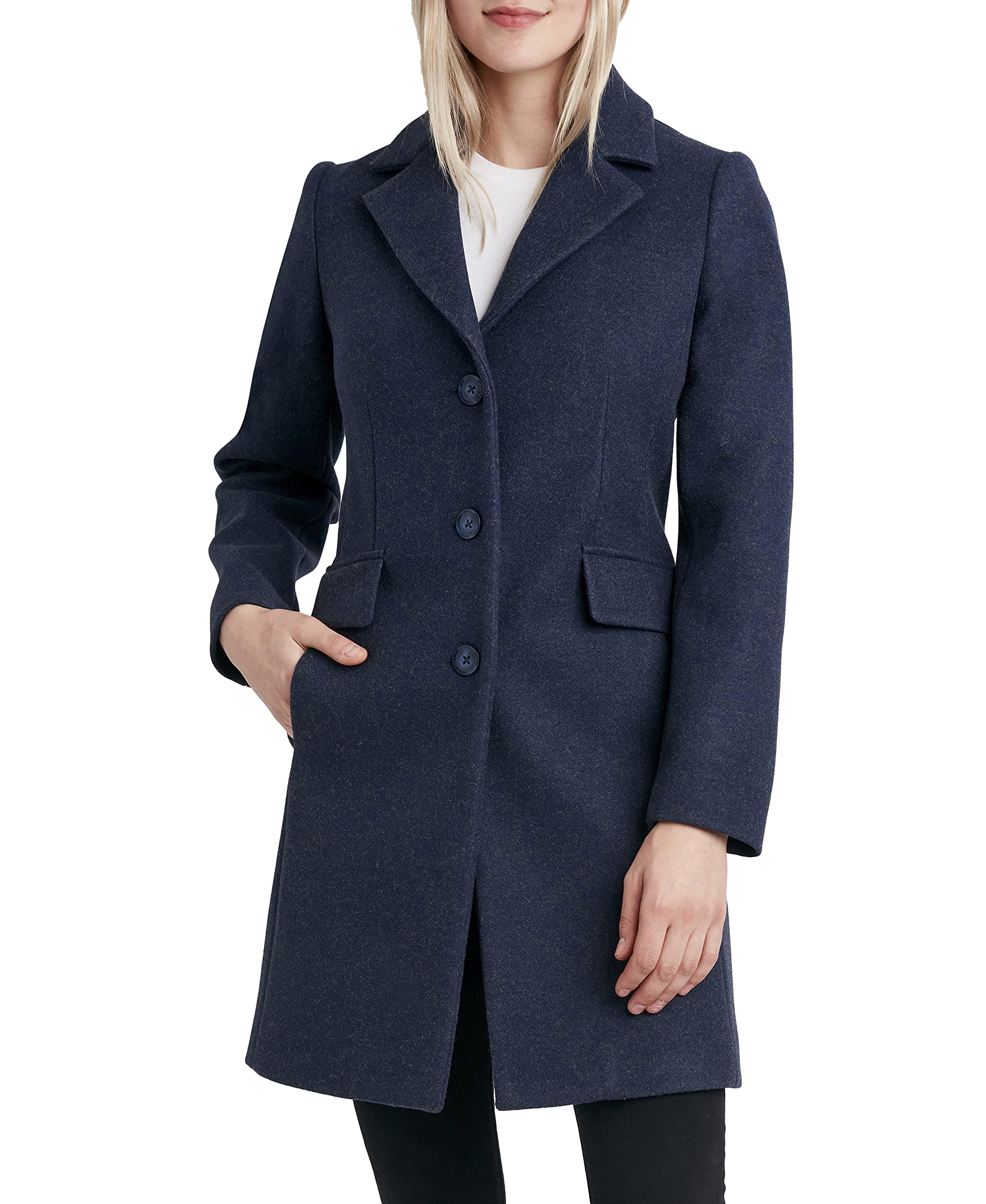 LAUNDRY BY SHELLI SEGAL Women's Faux Wool Coat with Notch Collar - Winter Warm Long Coat for Women, Fashionable Outerwear for Office, Dating & Daily Wear