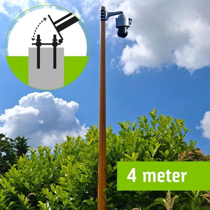 4M Lightweight Wooden Camera Mast with Tilt Anchor - Perfect for Outdoor Photography, Videography & Surveillance