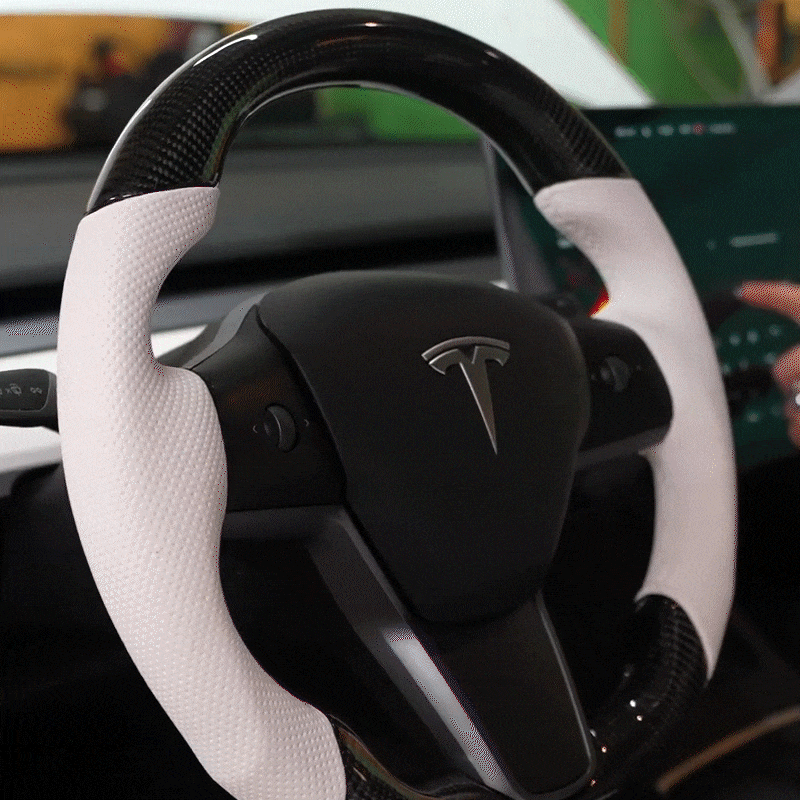 Carbon Fiber Steering Wheel with Heating Function for Tesla Model 3/Y - Customizable Design for Enhanced Grip & Luxury Driving Experience | Perfect for Winter Commutes & Performance Driving