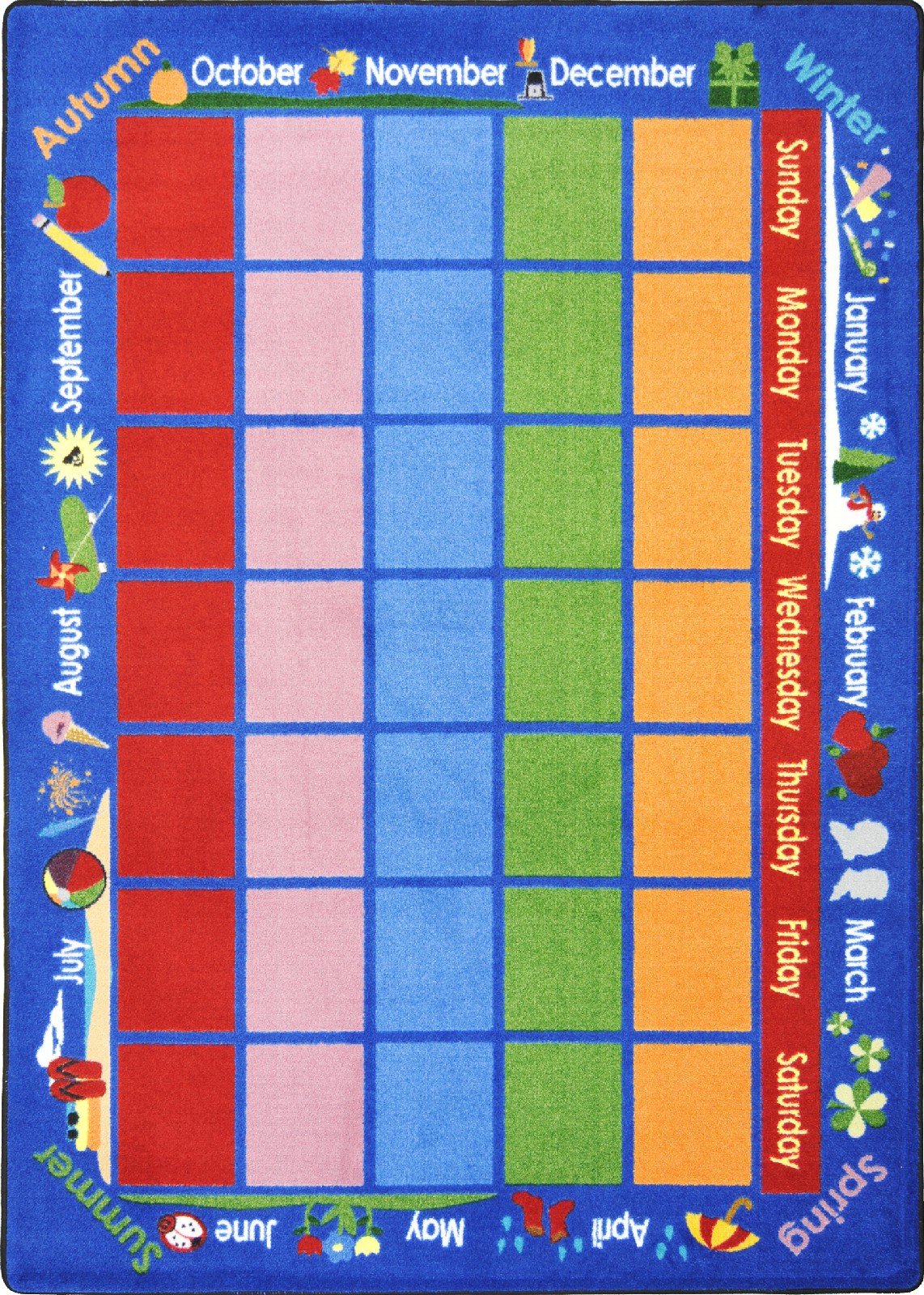 Educational Kids Rug with Celebrations Calendar - 7'8