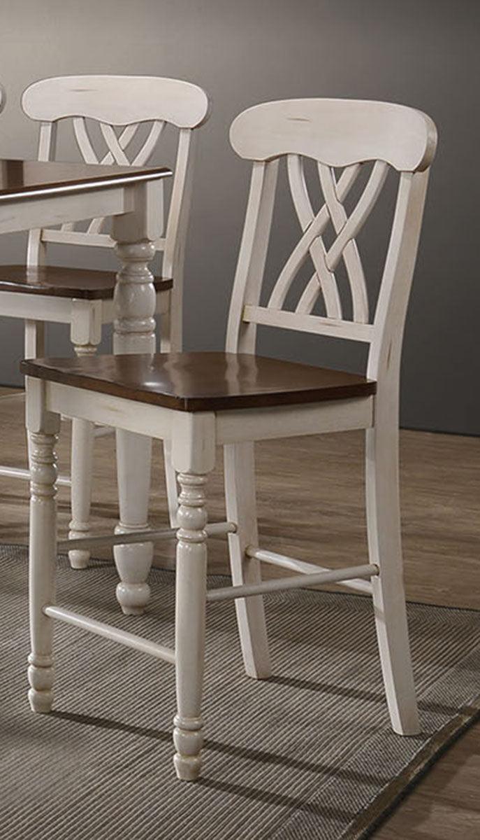 Acme Furniture Dylan Counter Height Bar Stool Set of 2 - Buttermilk Upholstery & Solid Oak Wood Frame - Perfect for Kitchen Island, Breakfast Nook & Home Bar Seating