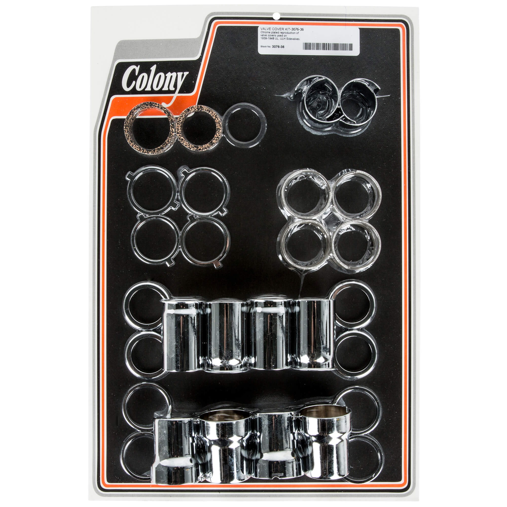 1939-1948 Harley Davidson UL/ULH Chrome Plated 36 Valve Cover Kit #3076 | Motorcycle Engine Replacement Parts for Classic Bike Restoration & Maintenance
