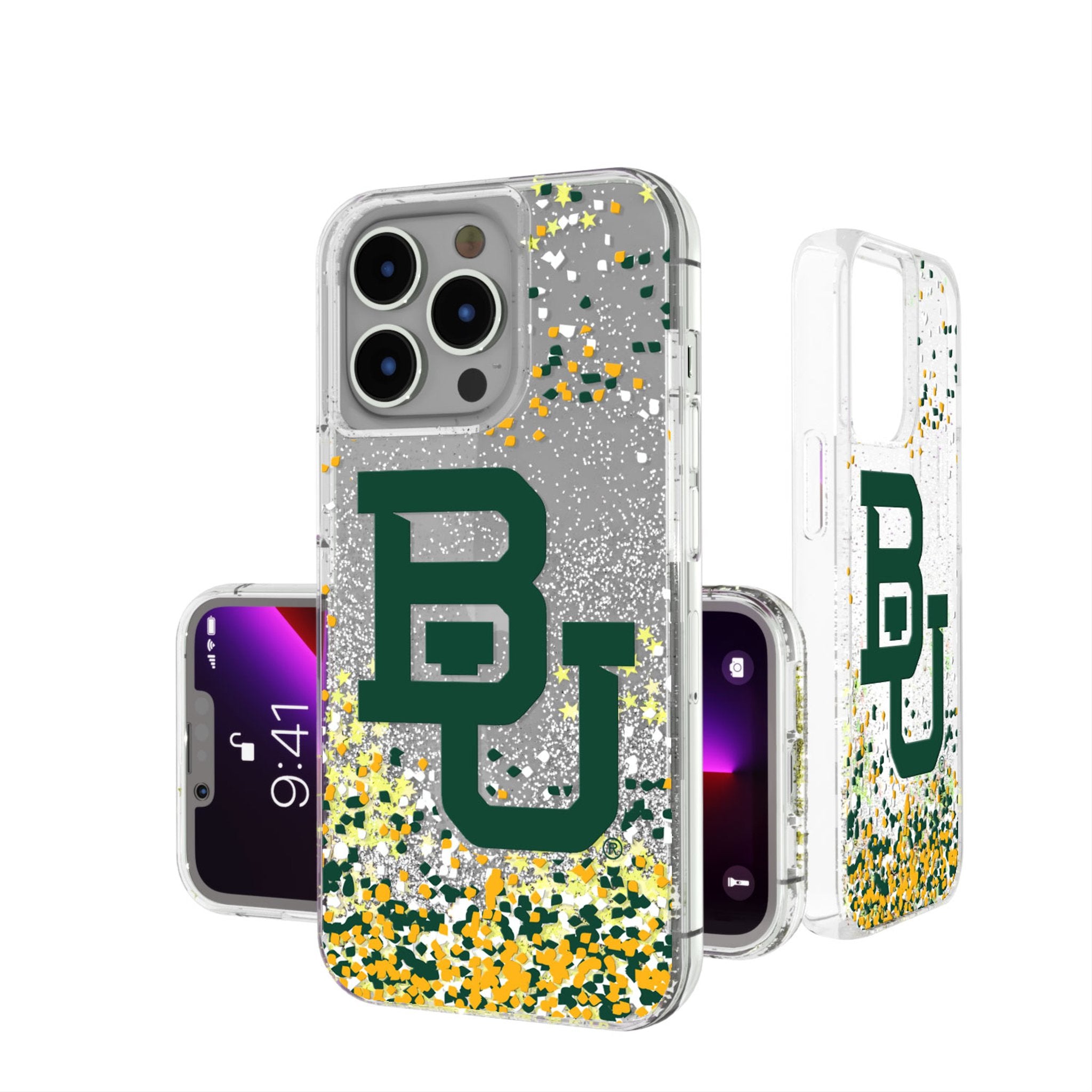 Baylor University Bears Glitter Confetti Phone Case - Shockproof Protective Cover for iPhone & Samsung - Perfect for Game Day & School Spirit