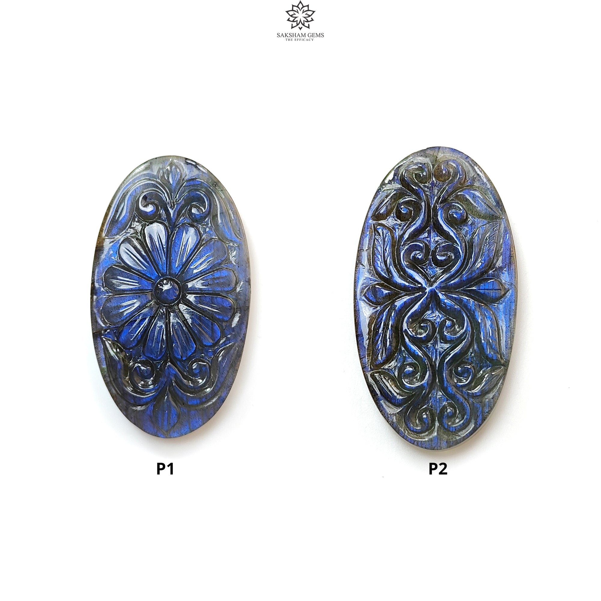 Natural Blue Labradorite Gemstone Carving - Untreated Fire Labradorite February Birthstone, Handcrafted Oval Shape (1pc) | Perfect for Jewelry Making, Crystal Healing & Spiritual Gifts
