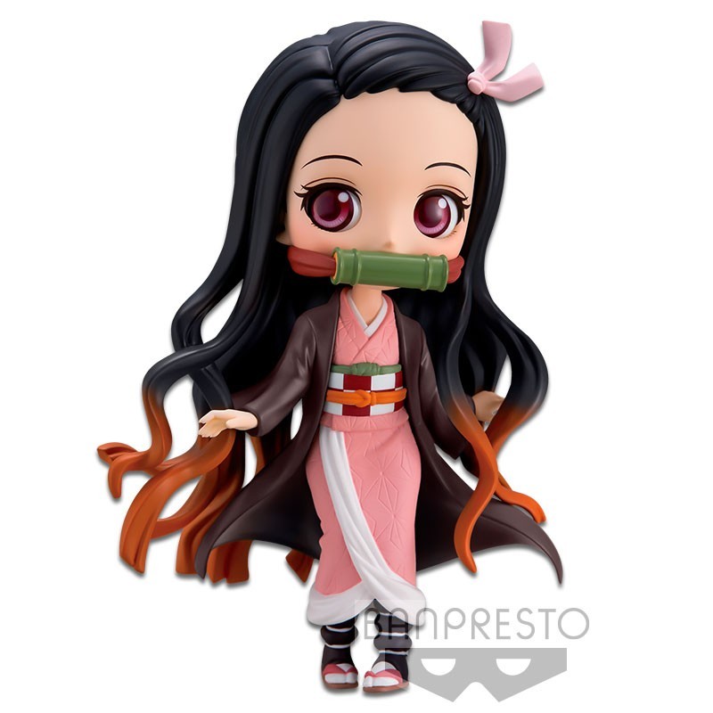 Demon Slayer Q Posket Nezuko Kamado Figure - Anime Collectible with Pink Dress - Perfect for Display, Gifts, and Anime Fans Collection