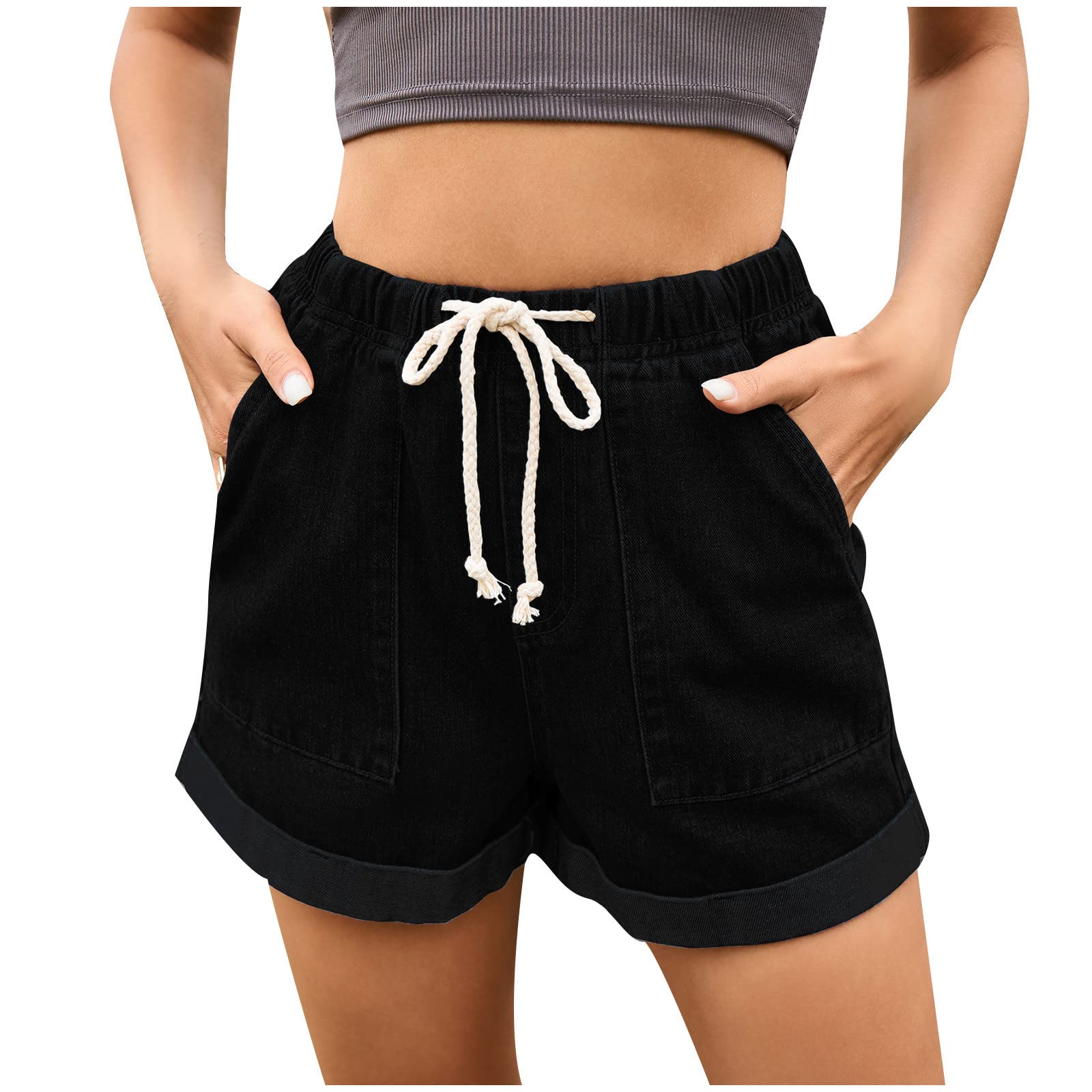Women's High Waisted Jean Shorts - Loose Fit Denim Shorts with Pockets for Summer Casual Wear