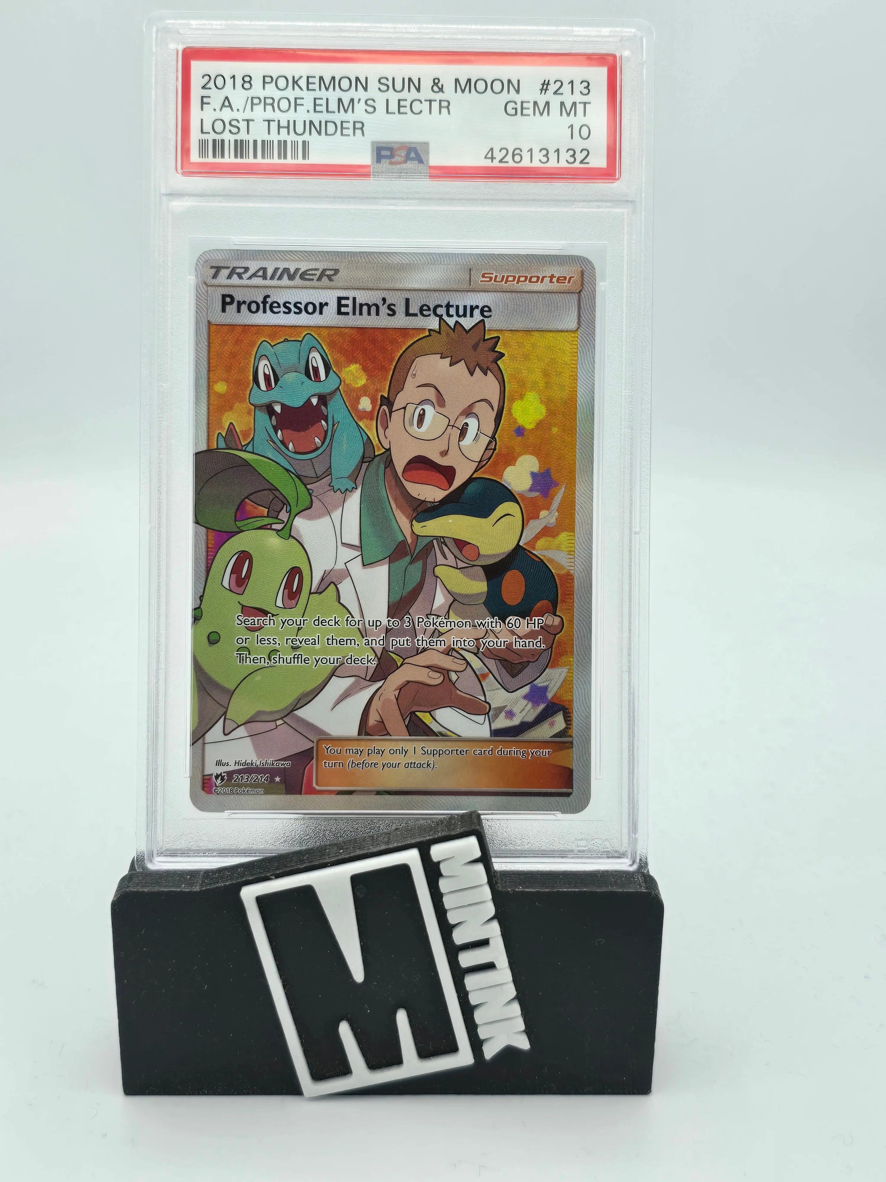 2018 Pokémon Sun & Moon Prof. Elm's Lecture Fa #213 Lost Thunder PSA 10 Graded Card - Rare Collectible for TCG Players & Investors | Perfect for Gaming Tournaments, Display Collections & Investment Portfolios