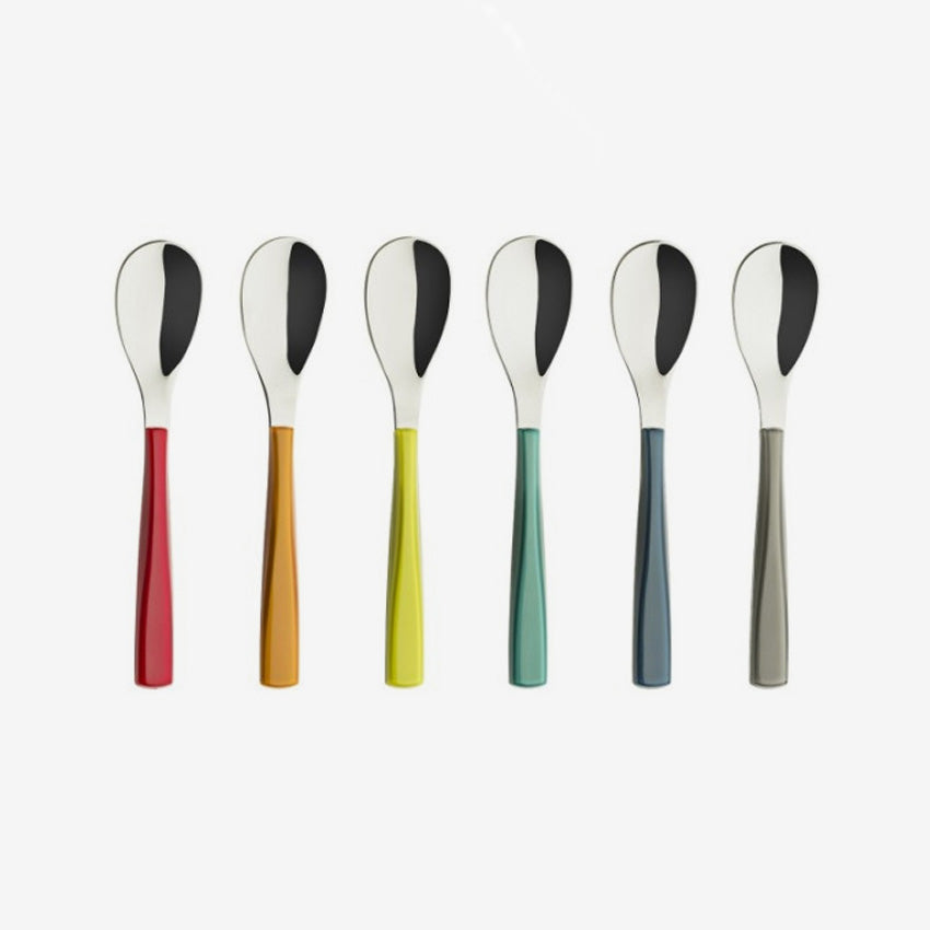 Guy Degrenne 6-Piece Multicolor Quartz Coffee Spoon Set - Elegant Tea & Dessert Utensils for Coffee Shops, Restaurants, and Home Entertaining