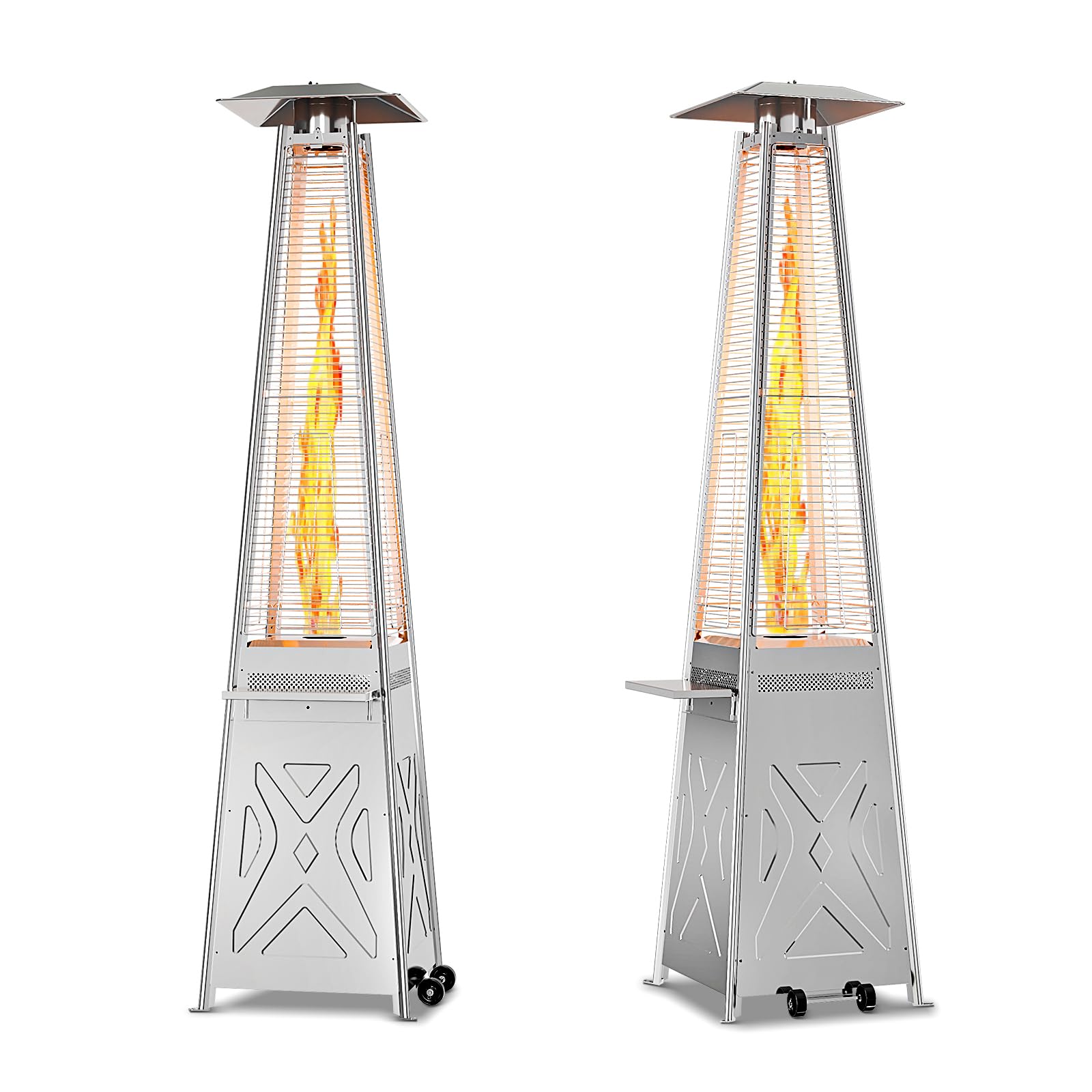 48,000 BTU Pyramid Patio Heater with Wheels & Cover - Portable Propane Outdoor Heater for Patio, Backyard, Balcony - Perfect for Outdoor Dining, Garden Parties & Cold Weather Gatherings