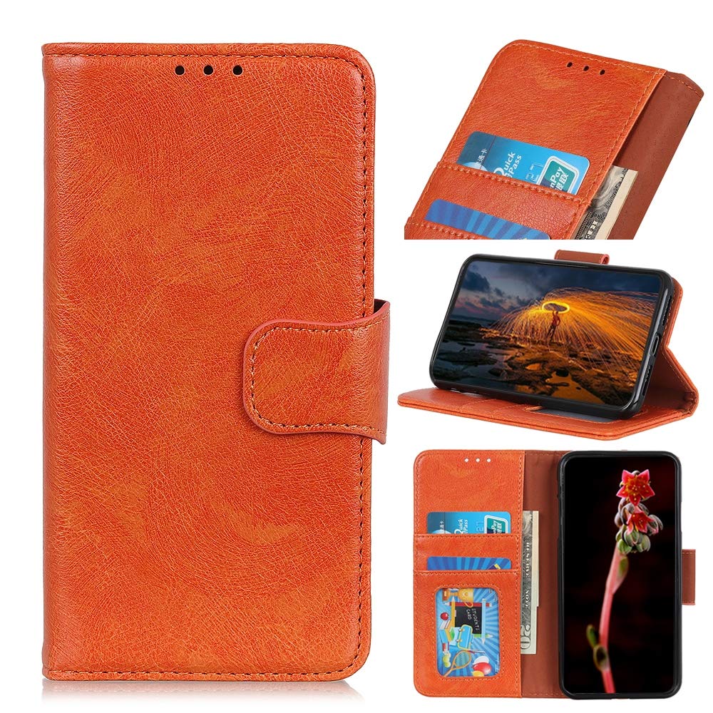 Premium Nappa Leather Flip Wallet Case for Oppo A53 - Horizontal Design with Card Slots & Phone Holder | Stylish Protective Cover for Everyday Use, Business Meetings & Travel