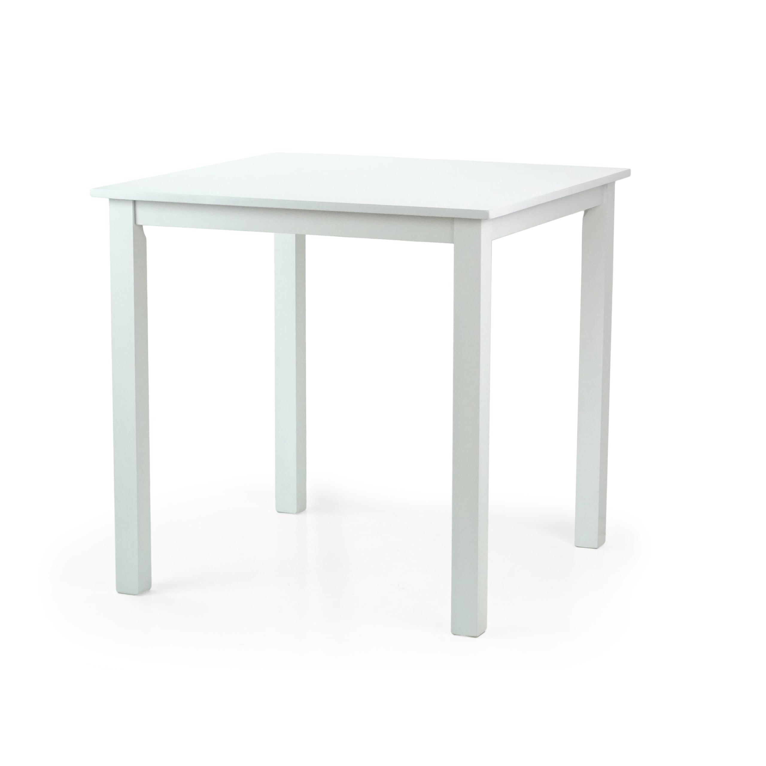 Modern White Solid Wood Square Dining Table - Contemporary Kitchen Table for Small Spaces, Breakfast Nook & Apartment Dining | Durable & Stylish Home Furniture