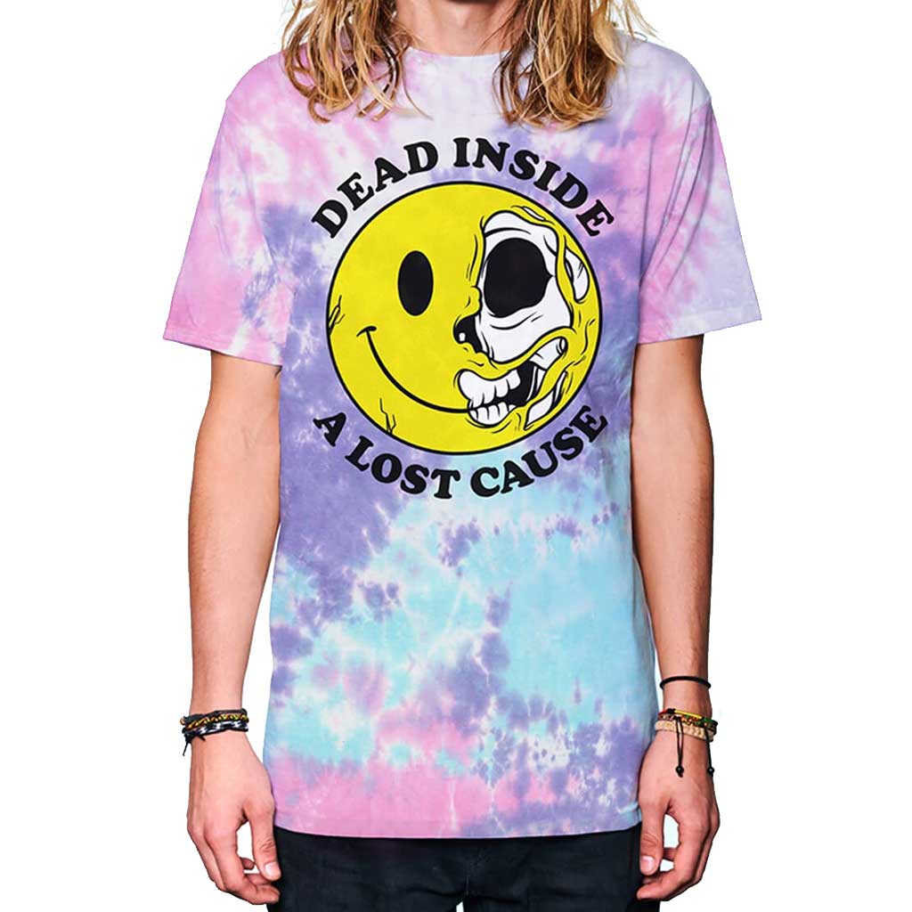 Lost Cause Dead Inside Tie Dye Cotton Candy T-Shirt - Soft Cotton Unisex Tee for Casual Wear, Music Festivals & Street Style